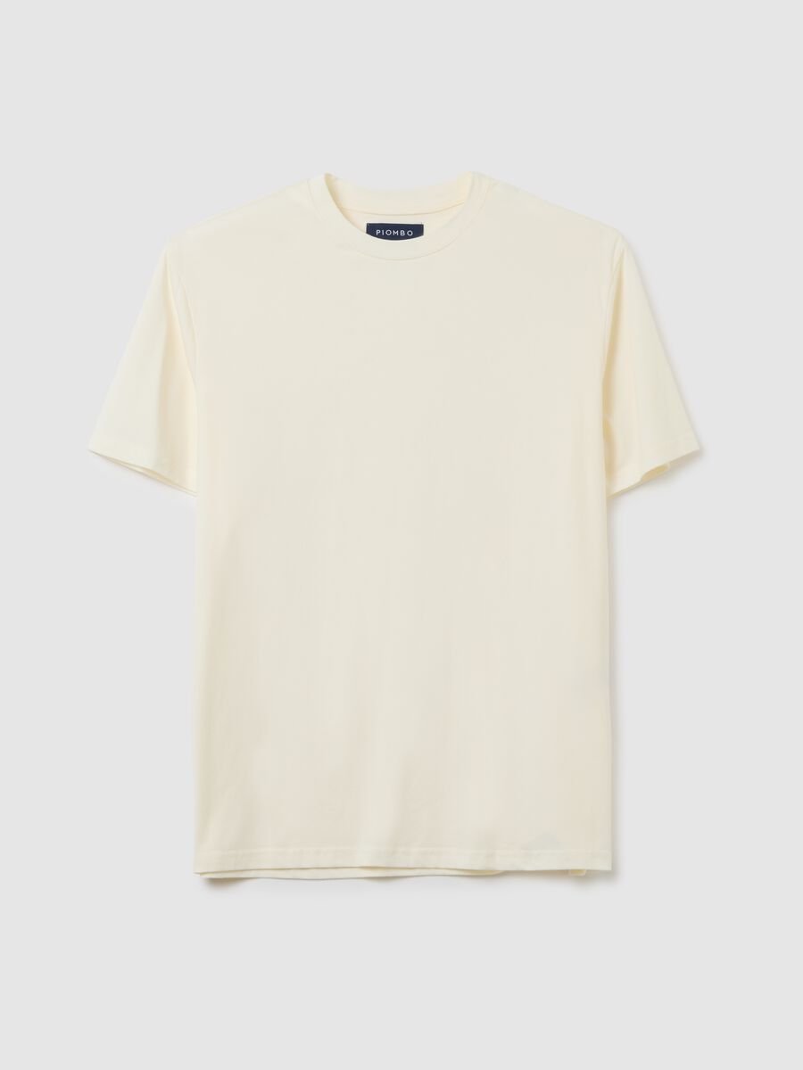 T-shirt in misto cotone beige regular fit elasticizzata_0