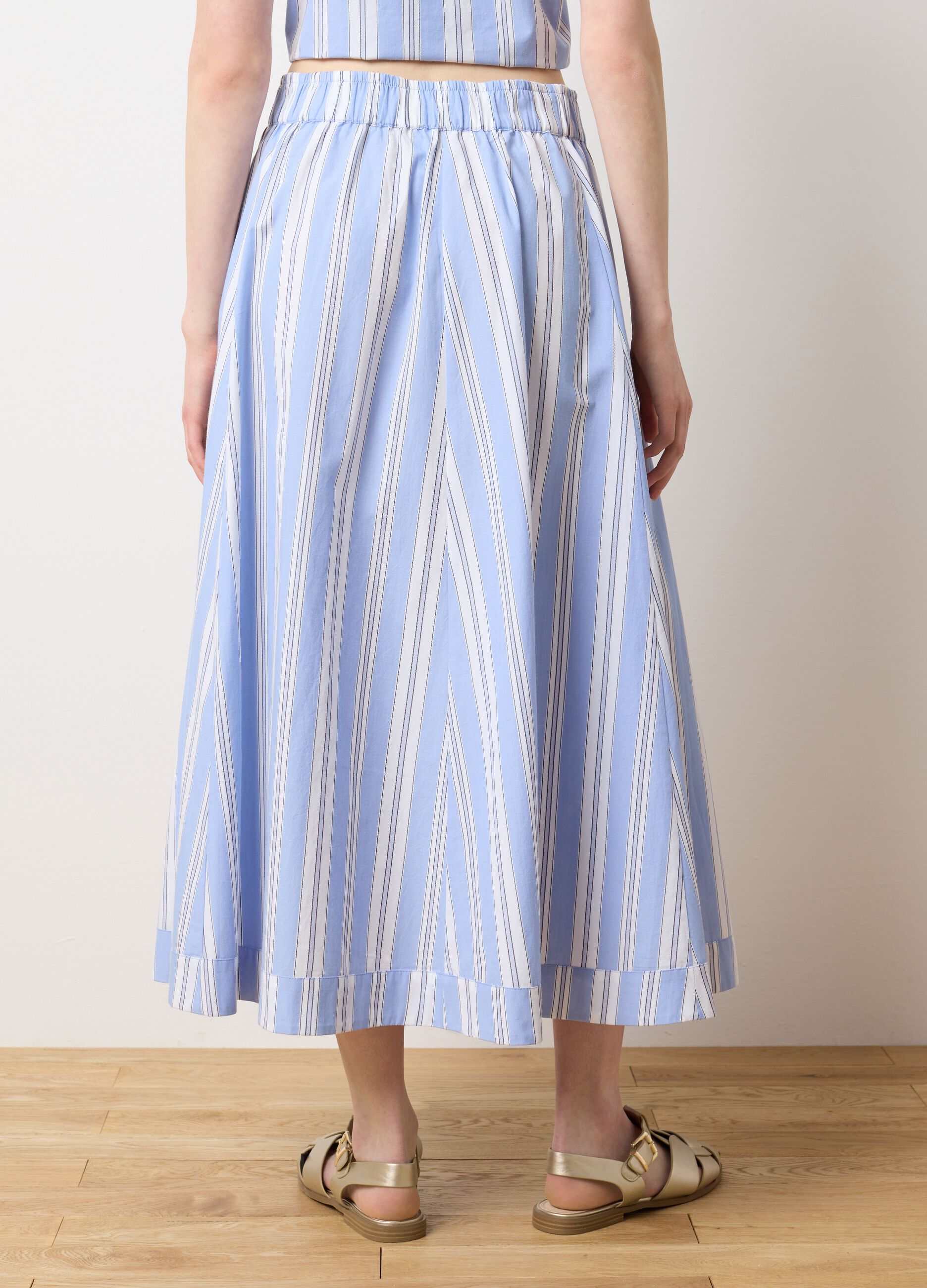 Ladies' midi skirt in pure multicolour cotton