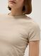 Beige fitted short-sleeve stretch cotton T-shirt_3