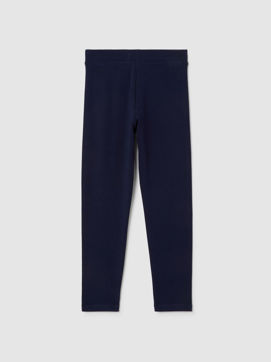 Girls' cotton stretch blue leggings with rhinestones_1