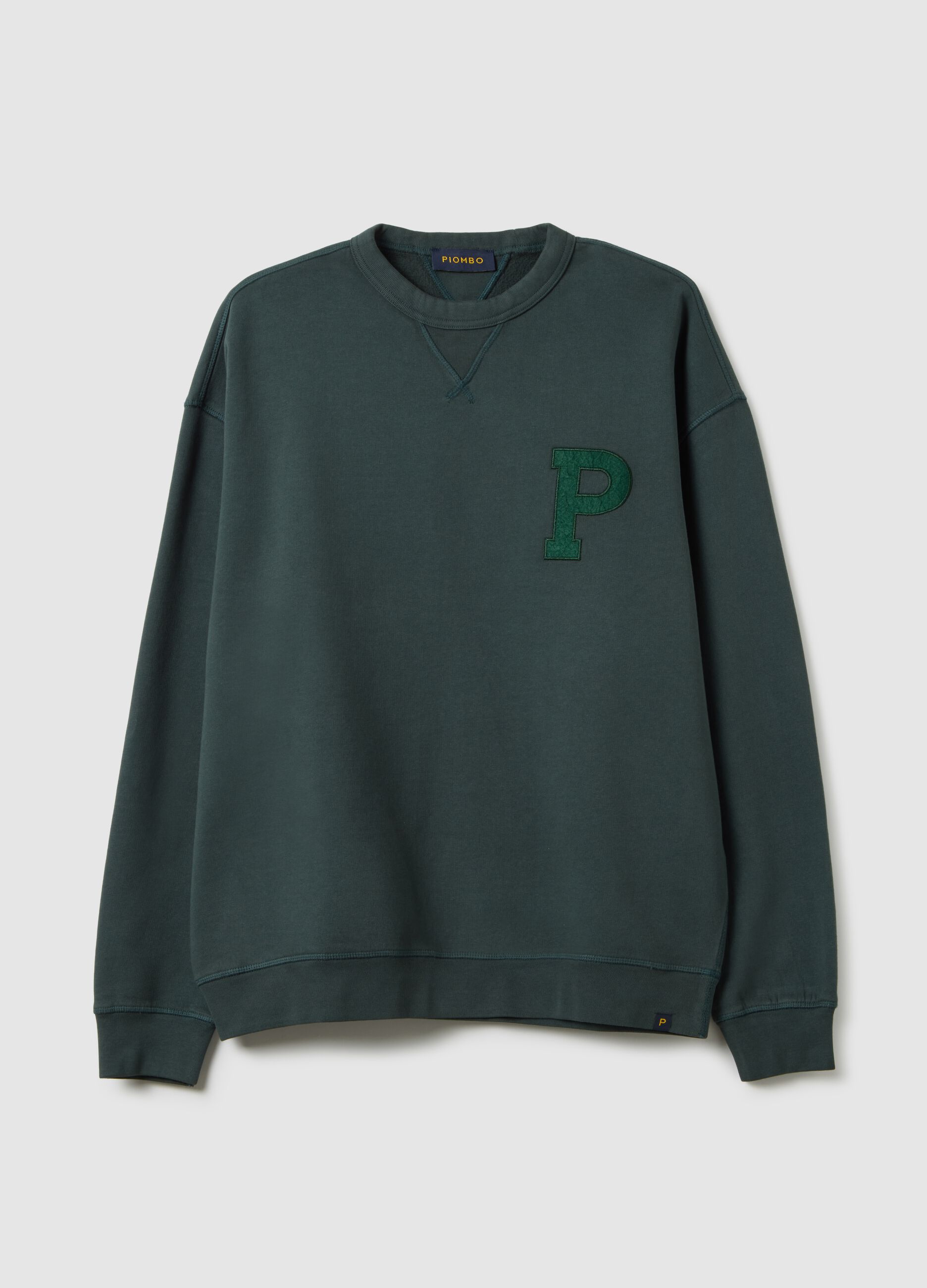 Felpa in puro cotone verde regular fit