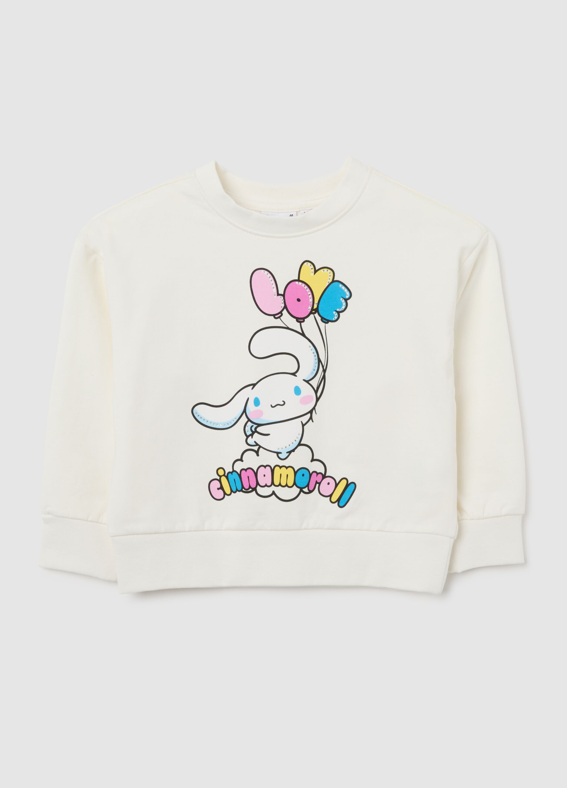 Girls' white stretch cotton blend sweatshirt