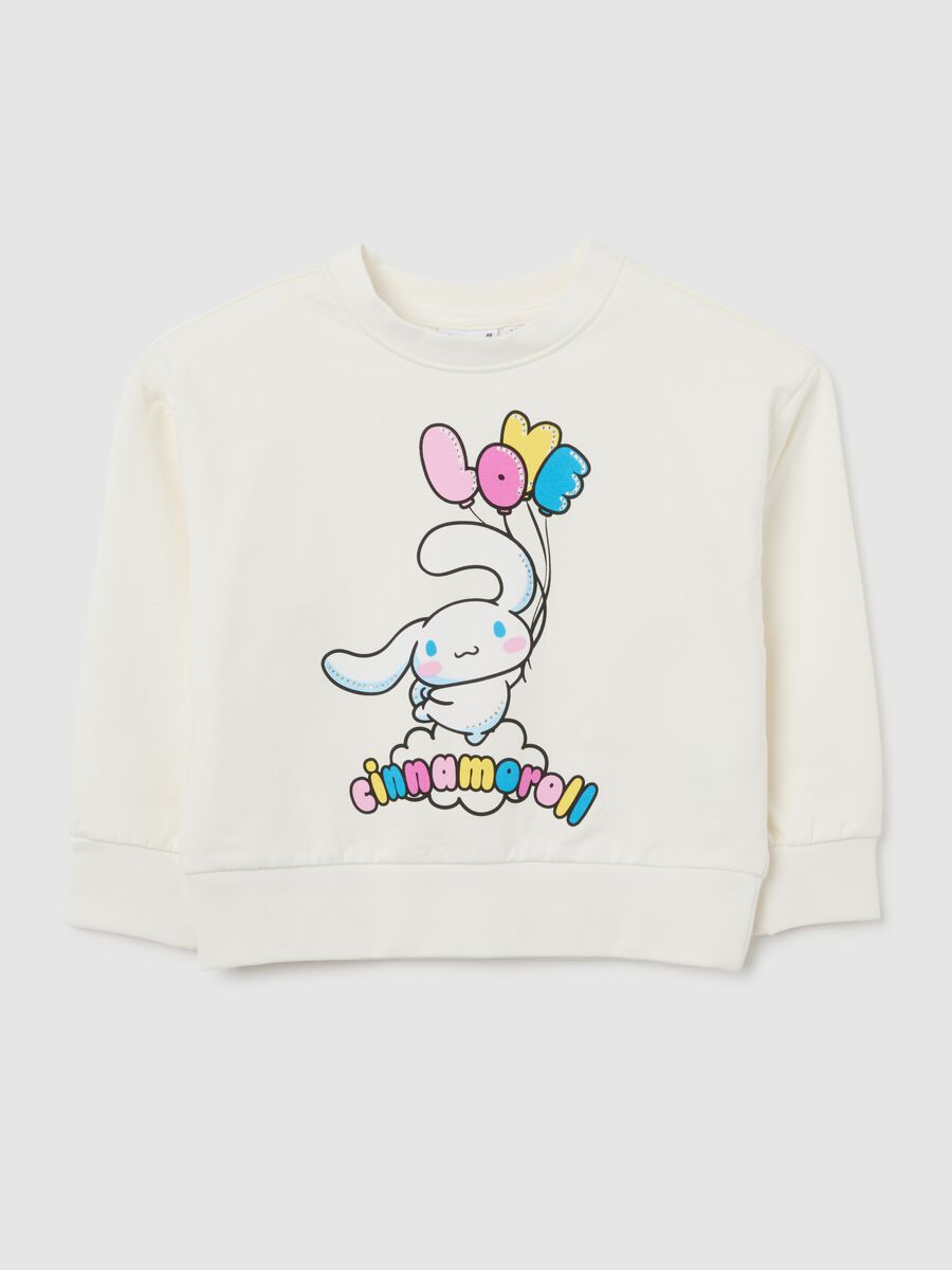 Felpa da bambina in misto cotone elasticizzato bianca_0