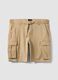 Beige stretch cotton cargo bermuda shorts_4