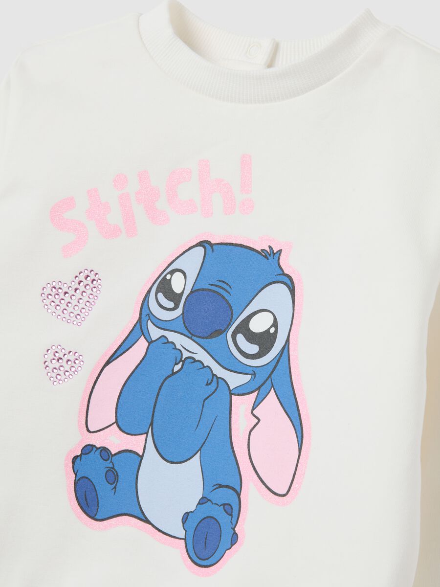 White cotton girl set with Stitch_2