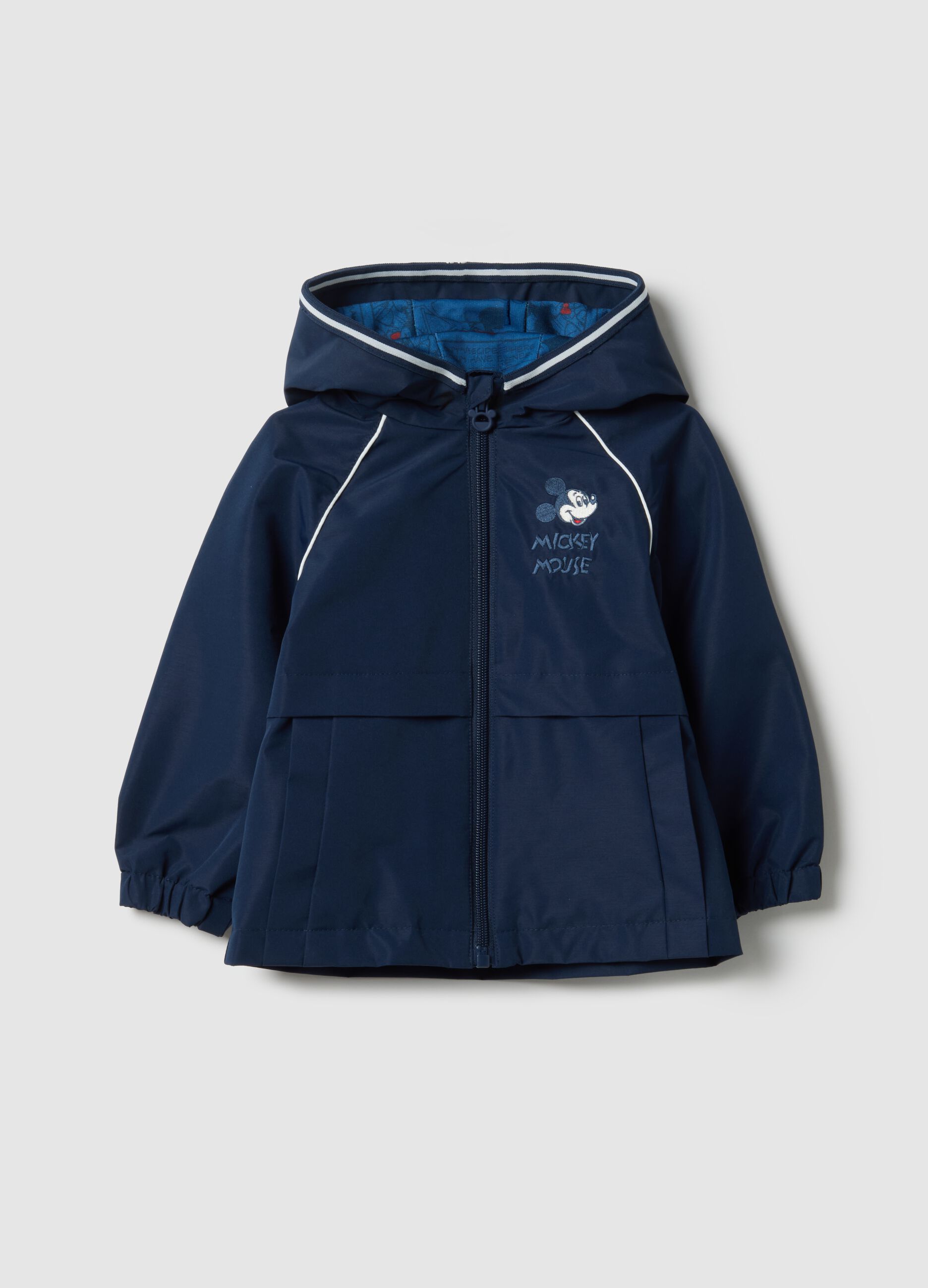 Blue regular fit children's jacket with hood and zip