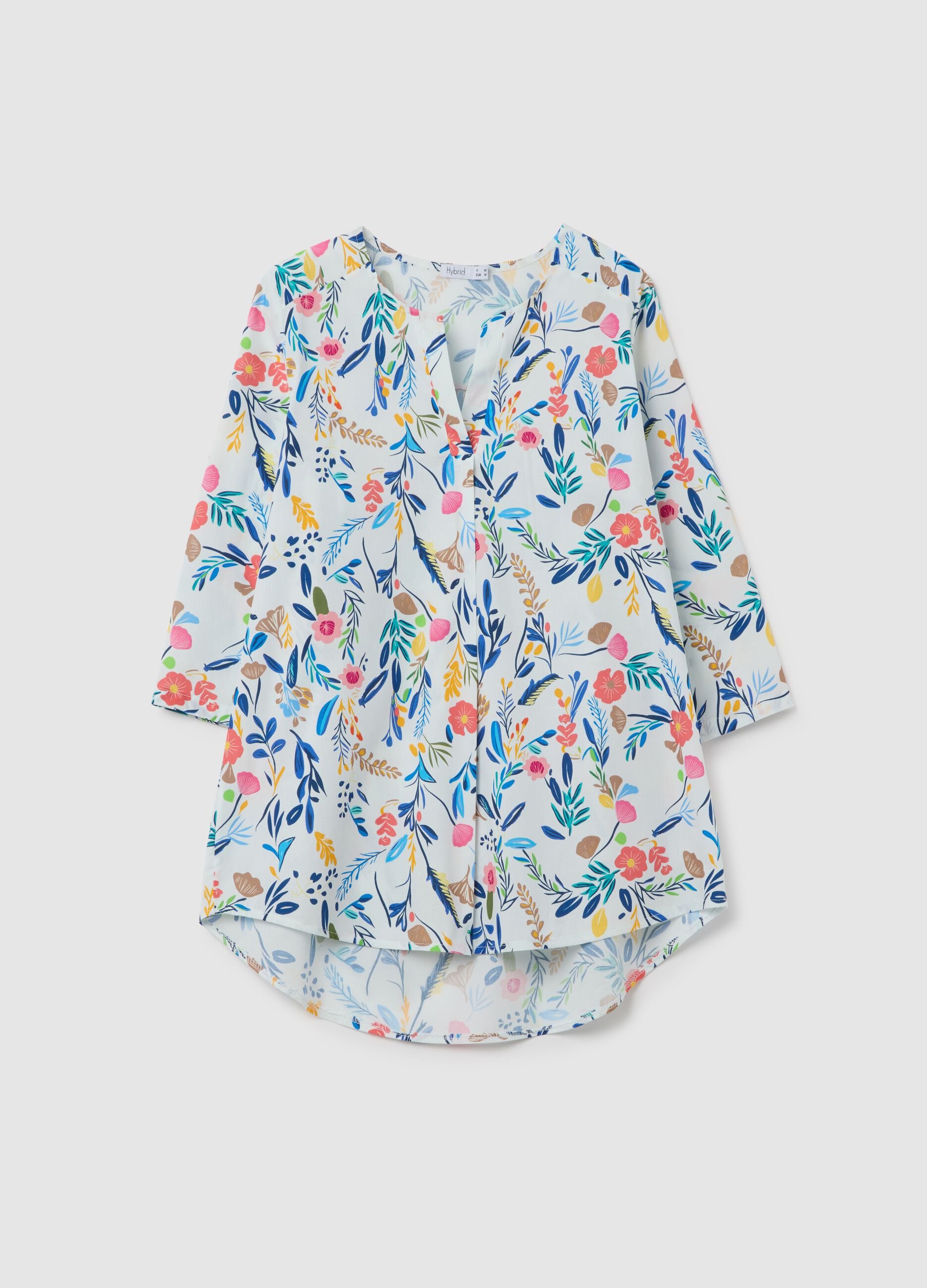 Women's multicolour stretch cotton shirt regular fit
