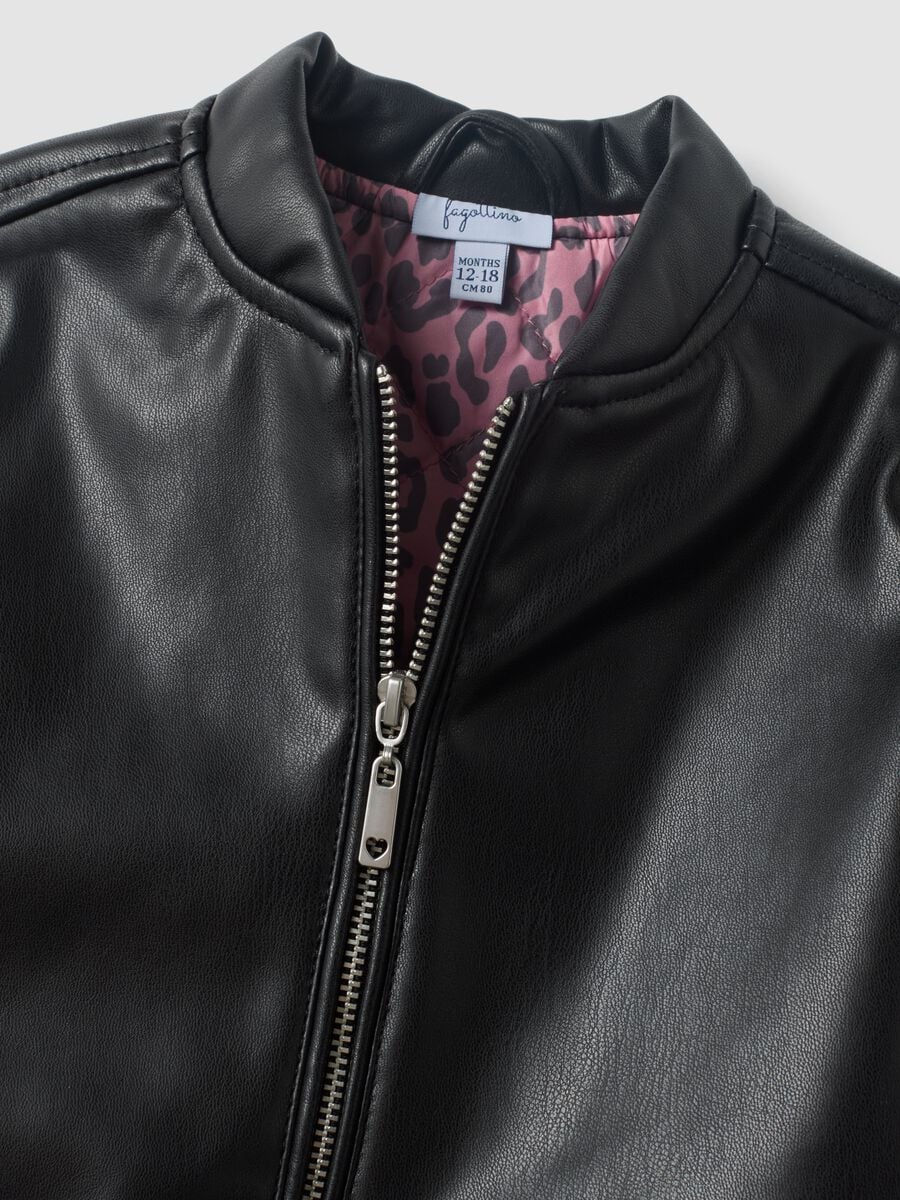 Black padded zip-up jacket for girls_2