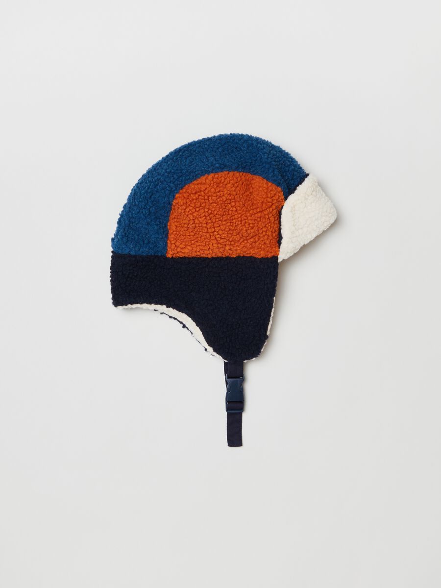 Berretto trapper in sherpa color-block_0