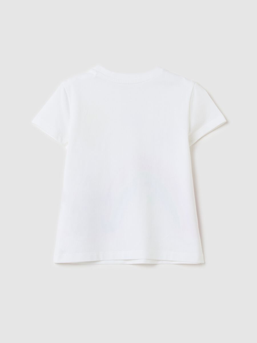 Stretch cotton T-shirt with Stitch print and diamantés_1