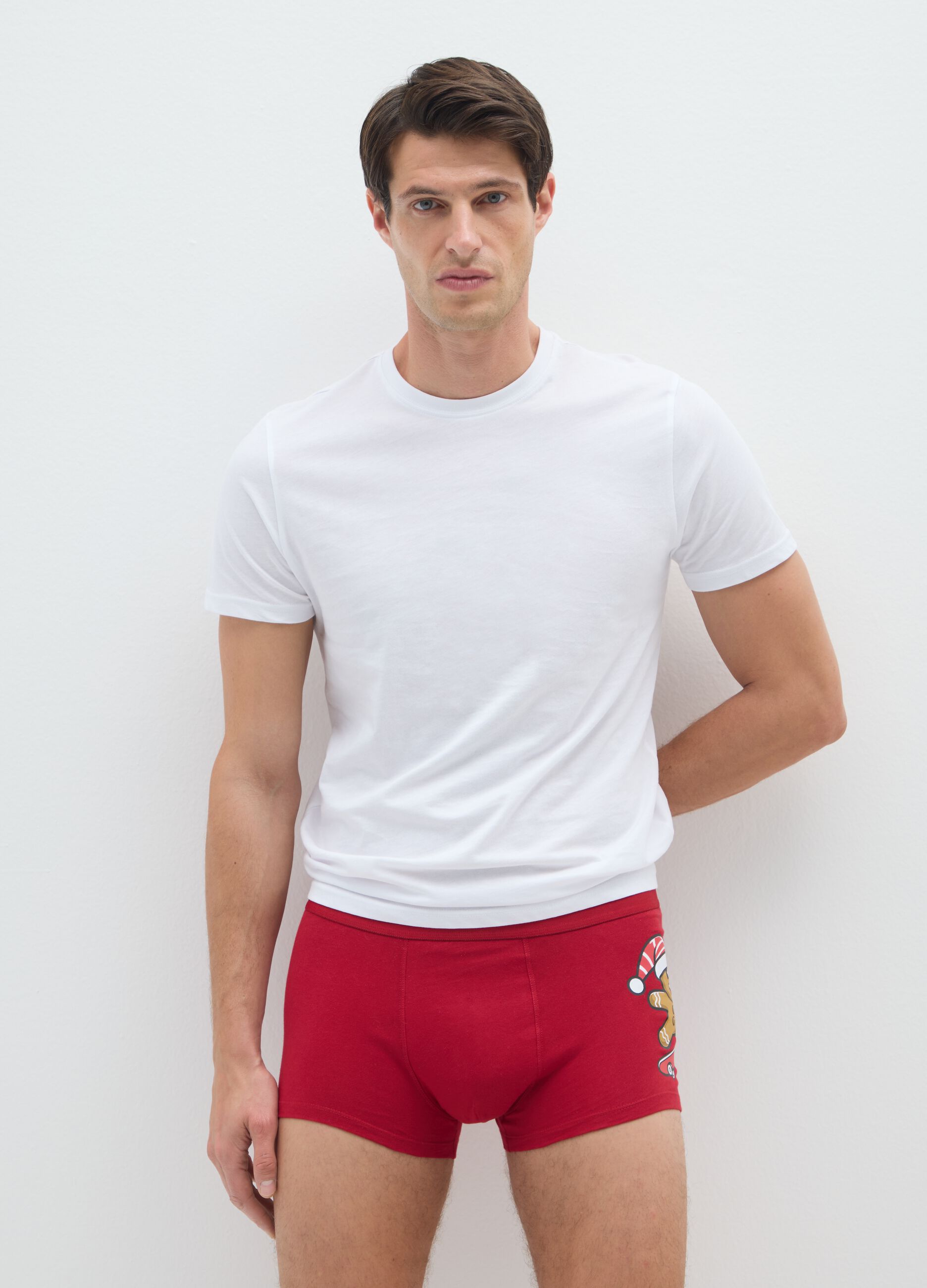 Red Christmas boxers in pure cotton regular fit with print