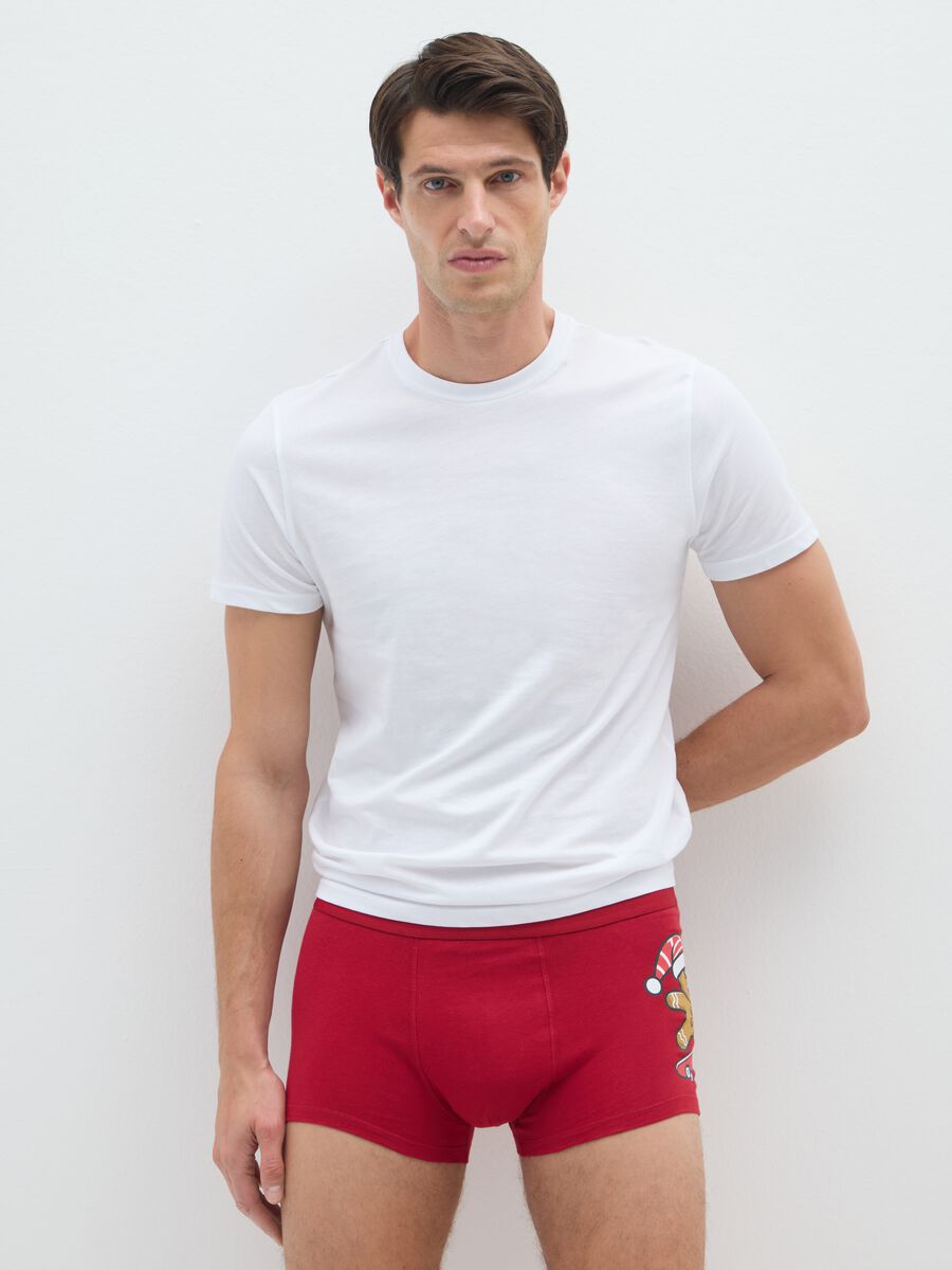 Red Christmas boxers in pure cotton regular fit with print_0