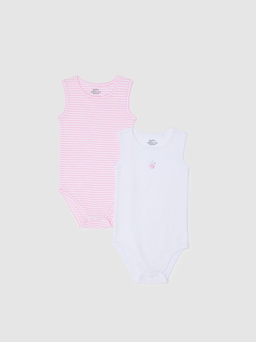 Multicolour pure cotton baby bodysuit set_0