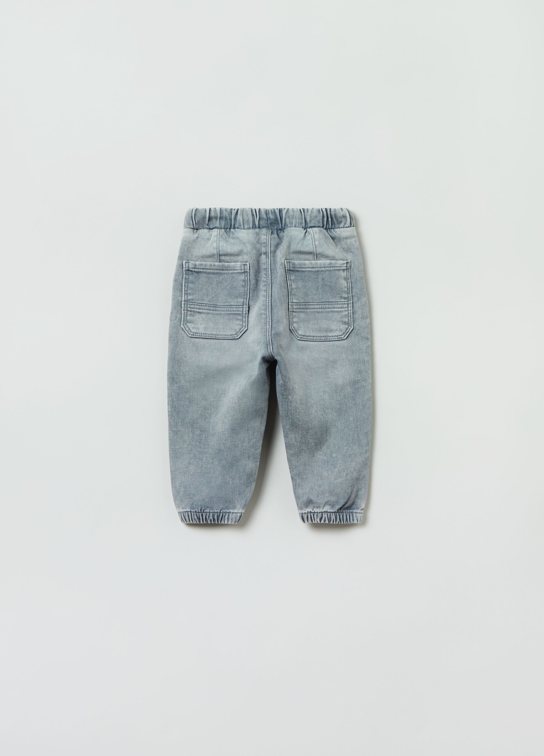 Joggers in denim con coulisse_1