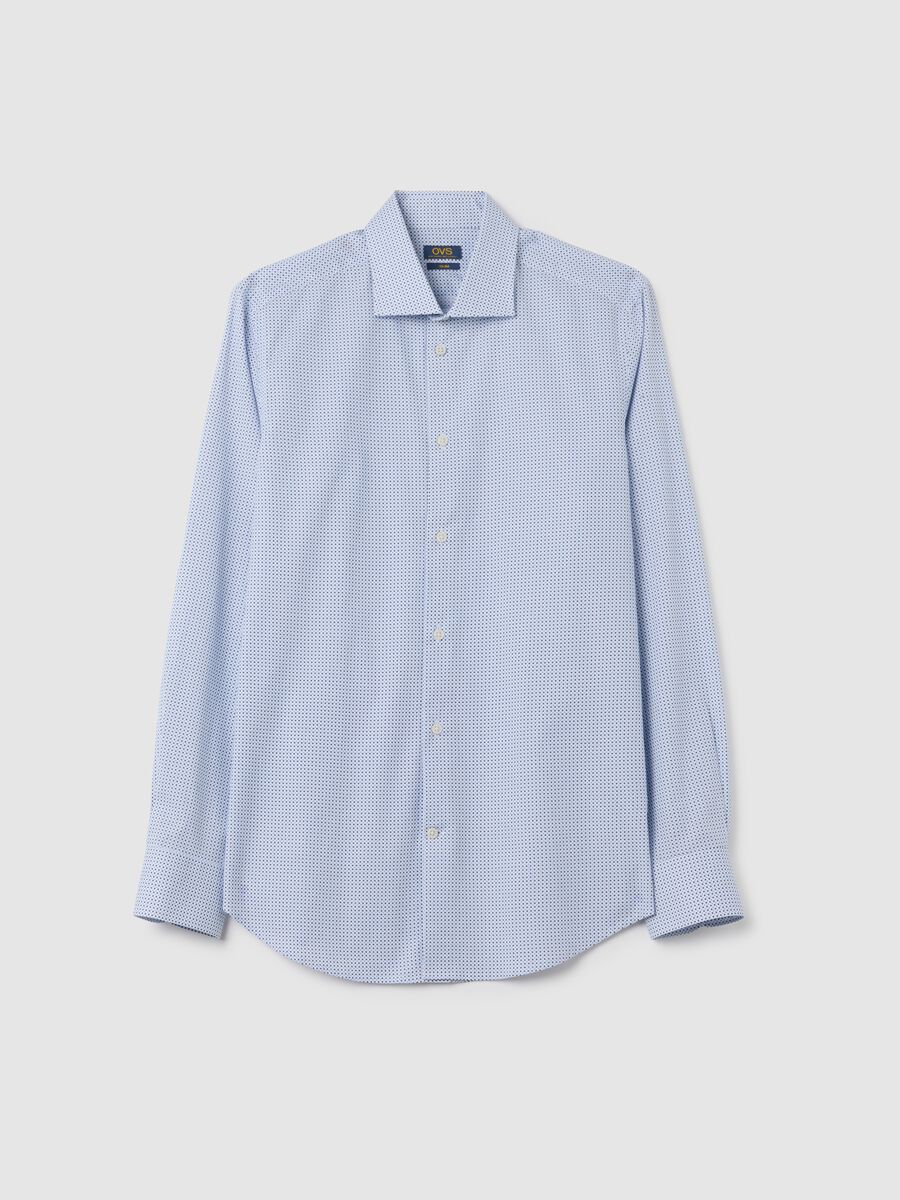 Slim Fit Light Blue Stretch Cotton Shirt_0