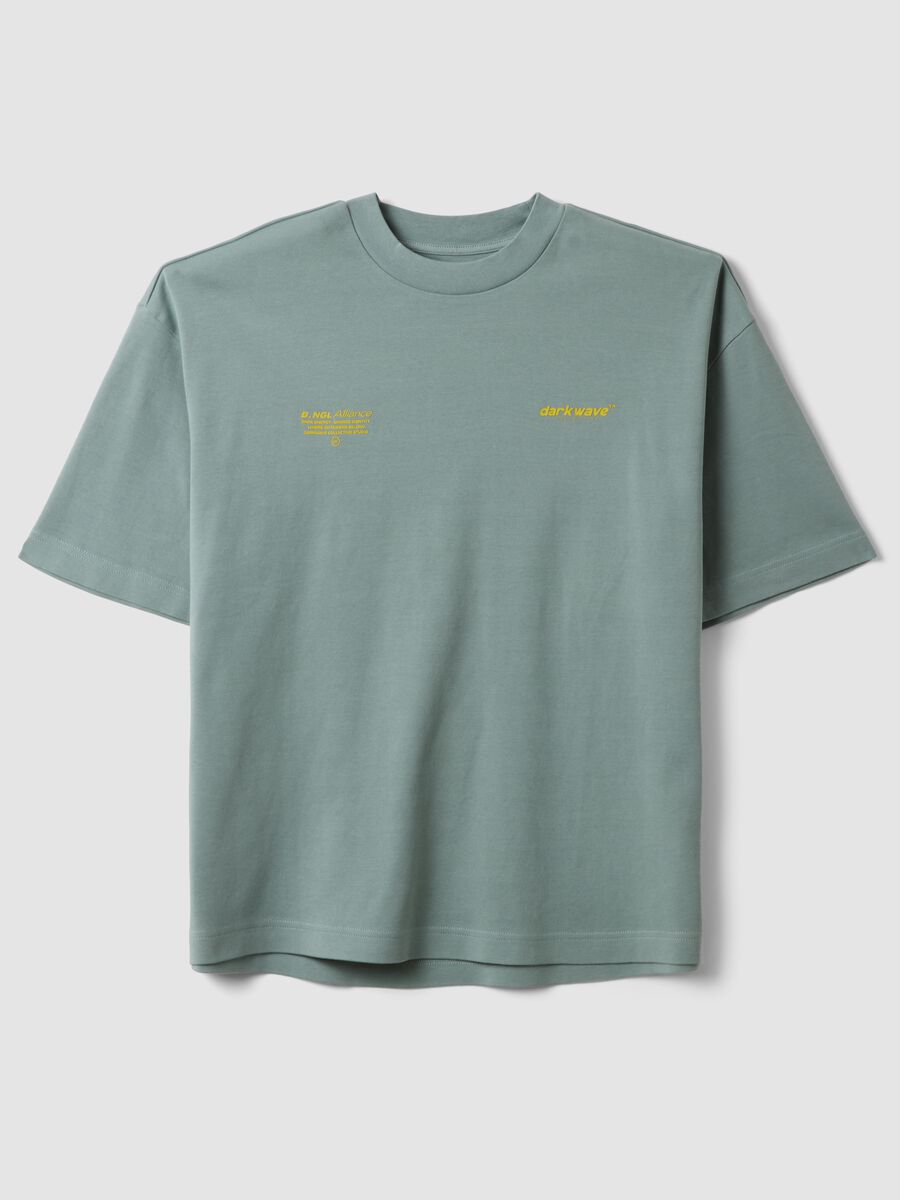 Brown cropped pure cotton T-shirt with boxy fit print_0