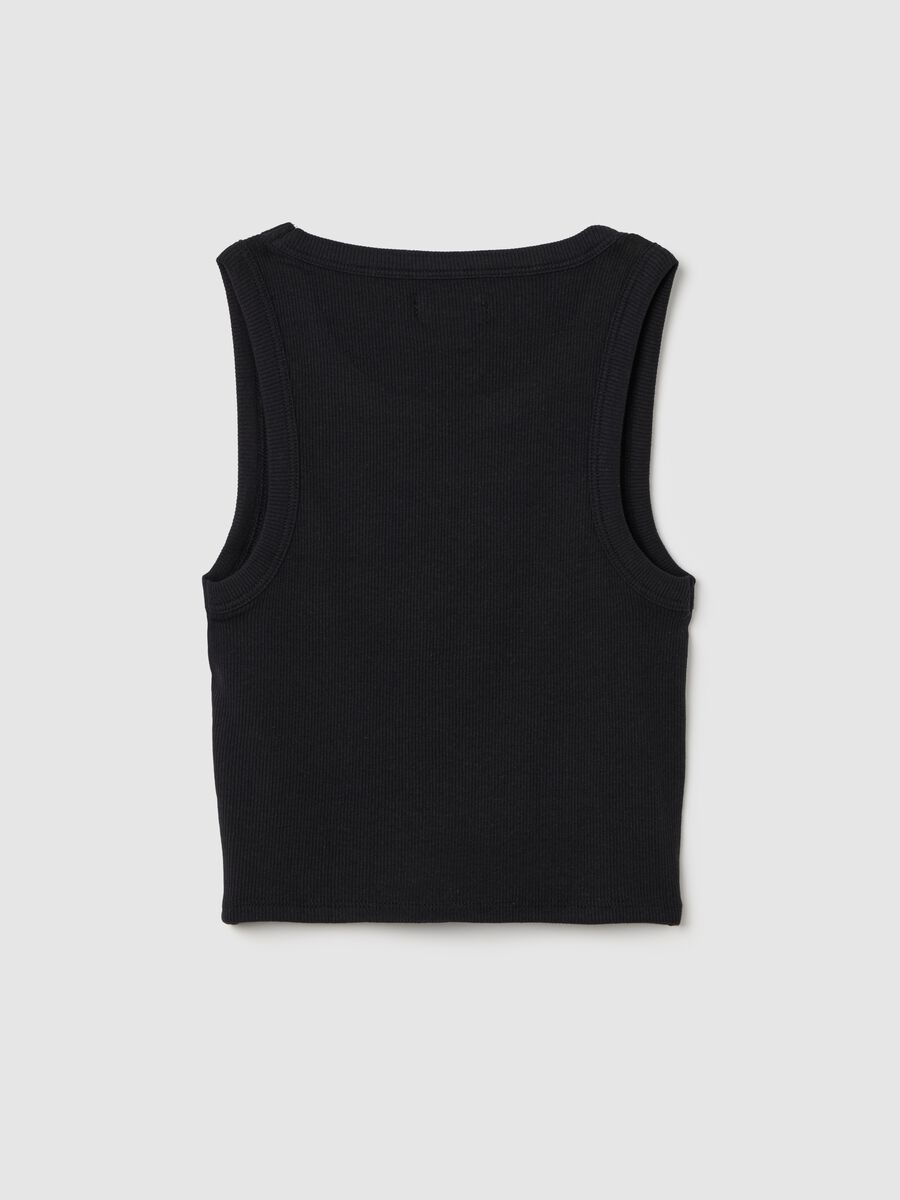 Top da ragazza in cotone elasticizzato nero regular fit_4
