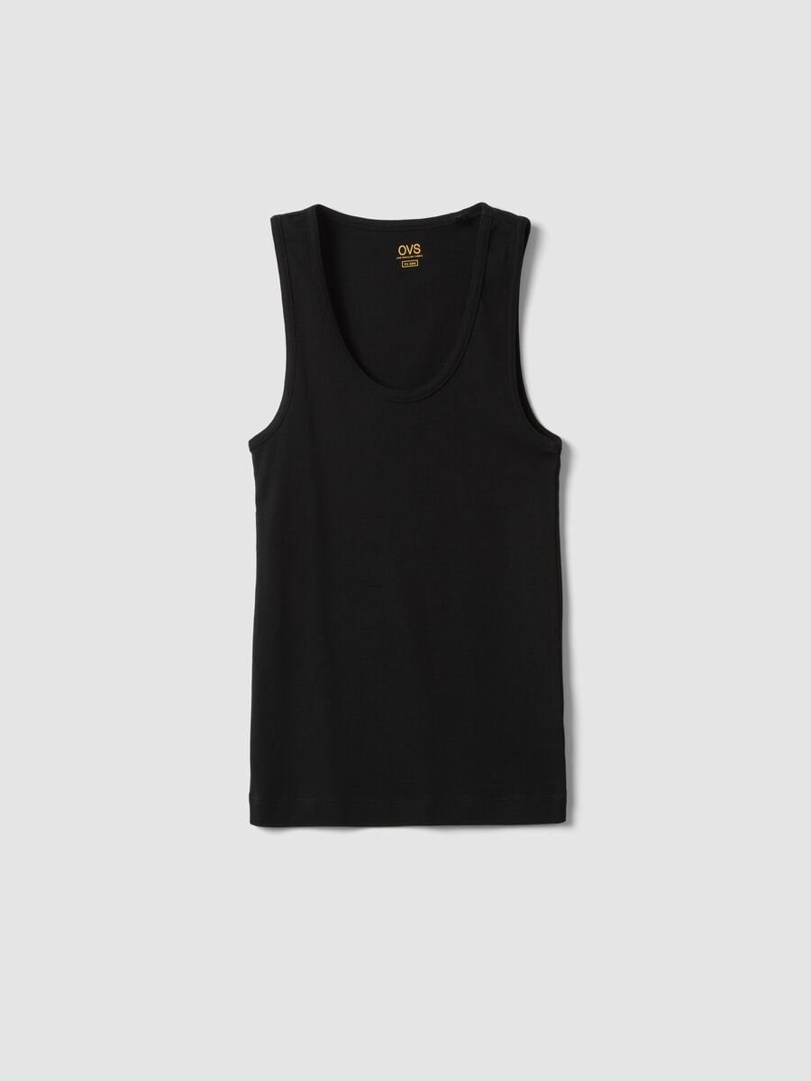 Black pure cotton tank top_4