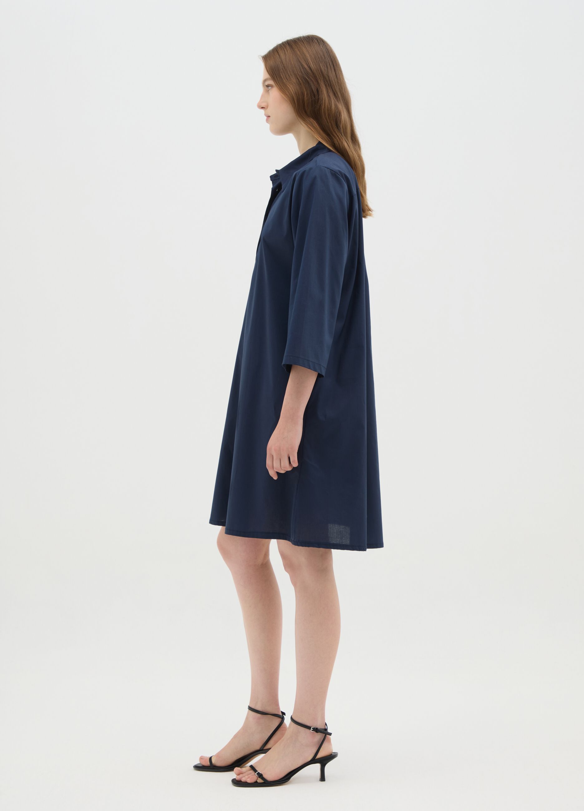 Abito camicia da donna in cotone blu regular fit