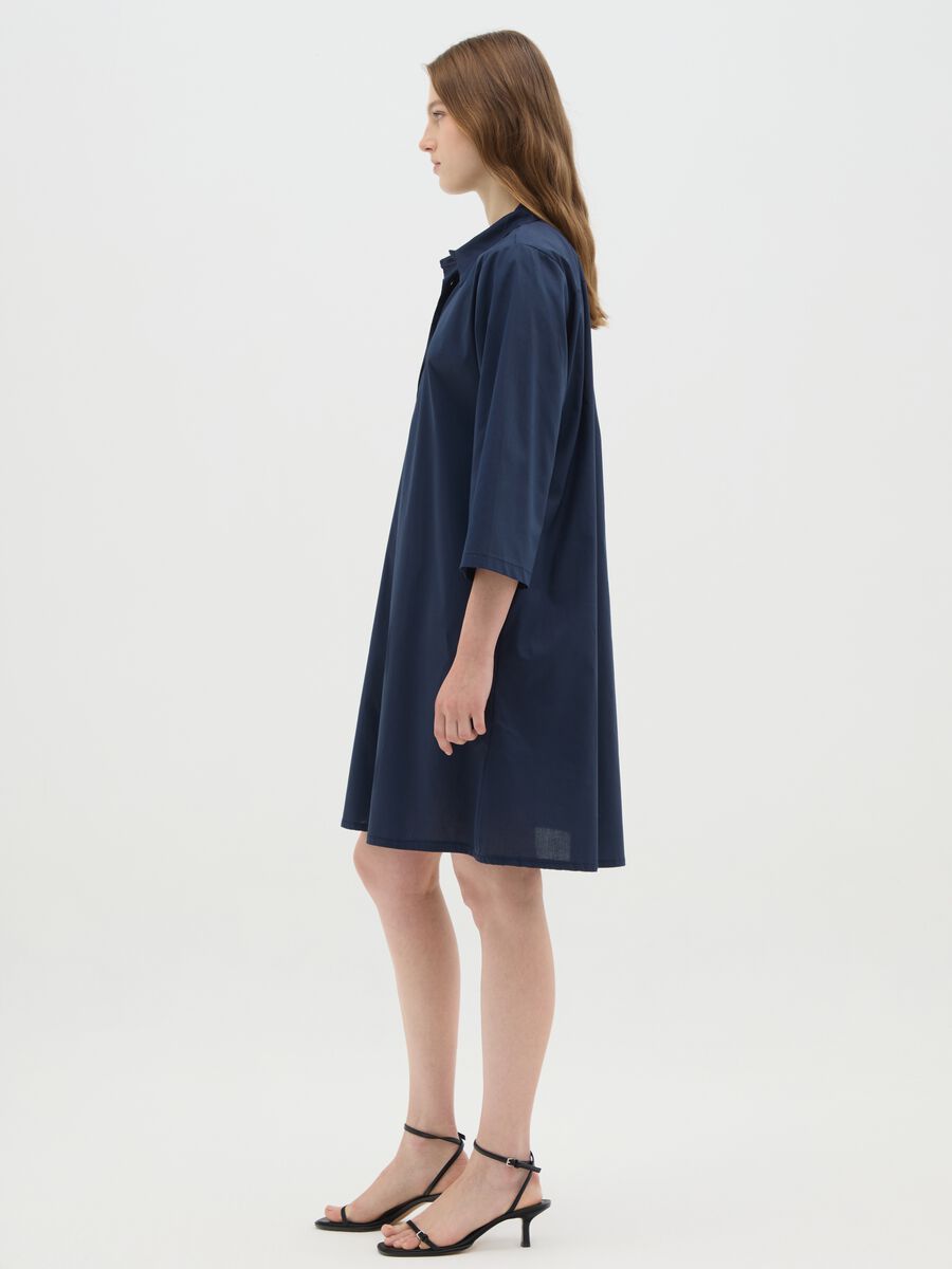 Women's Blue Cotton Shirt Dress Regular Fit_1