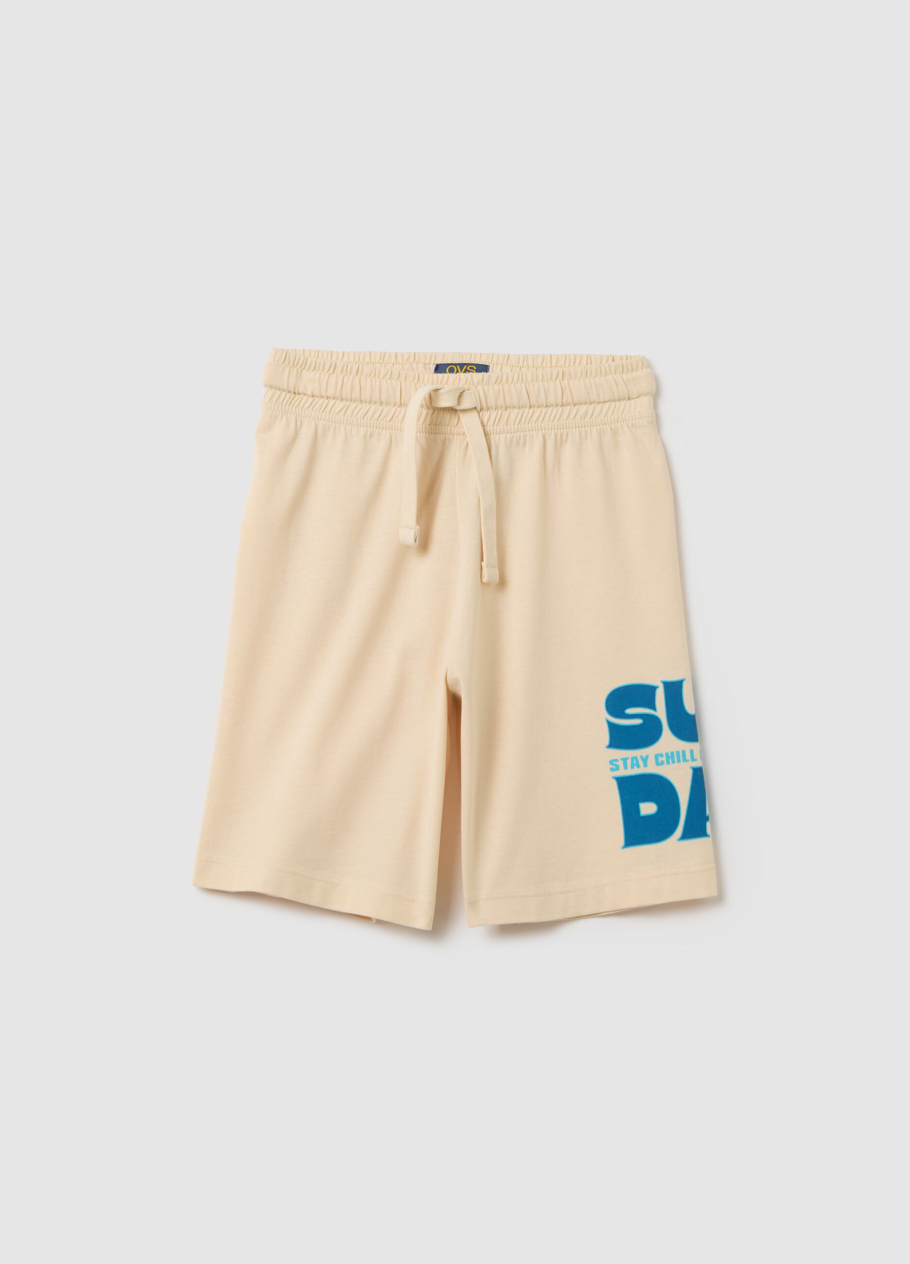 Boys’ beige shorts in 100% cotton with regular waist