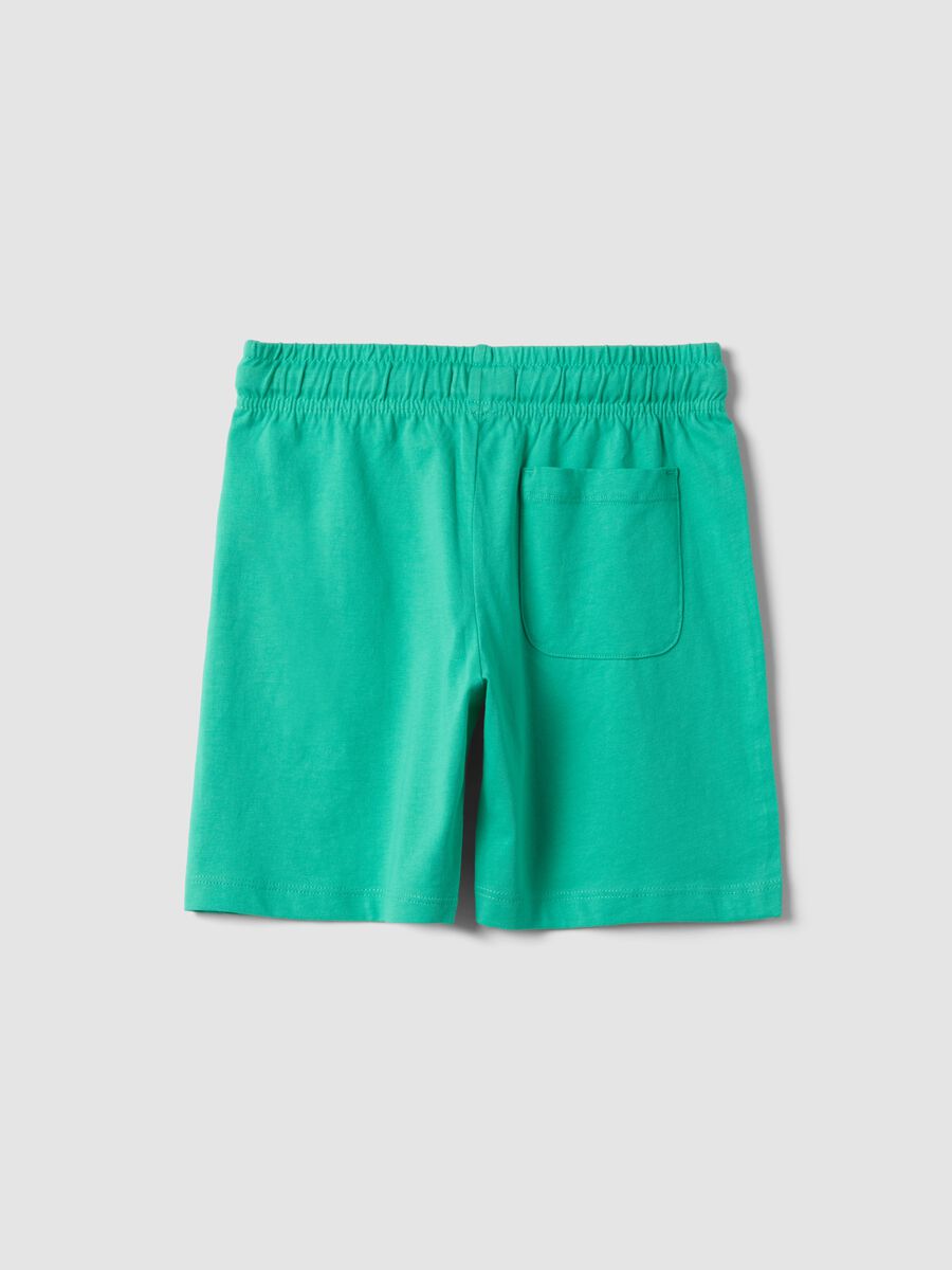 Green organic cotton shorts with elasticated waistband_1