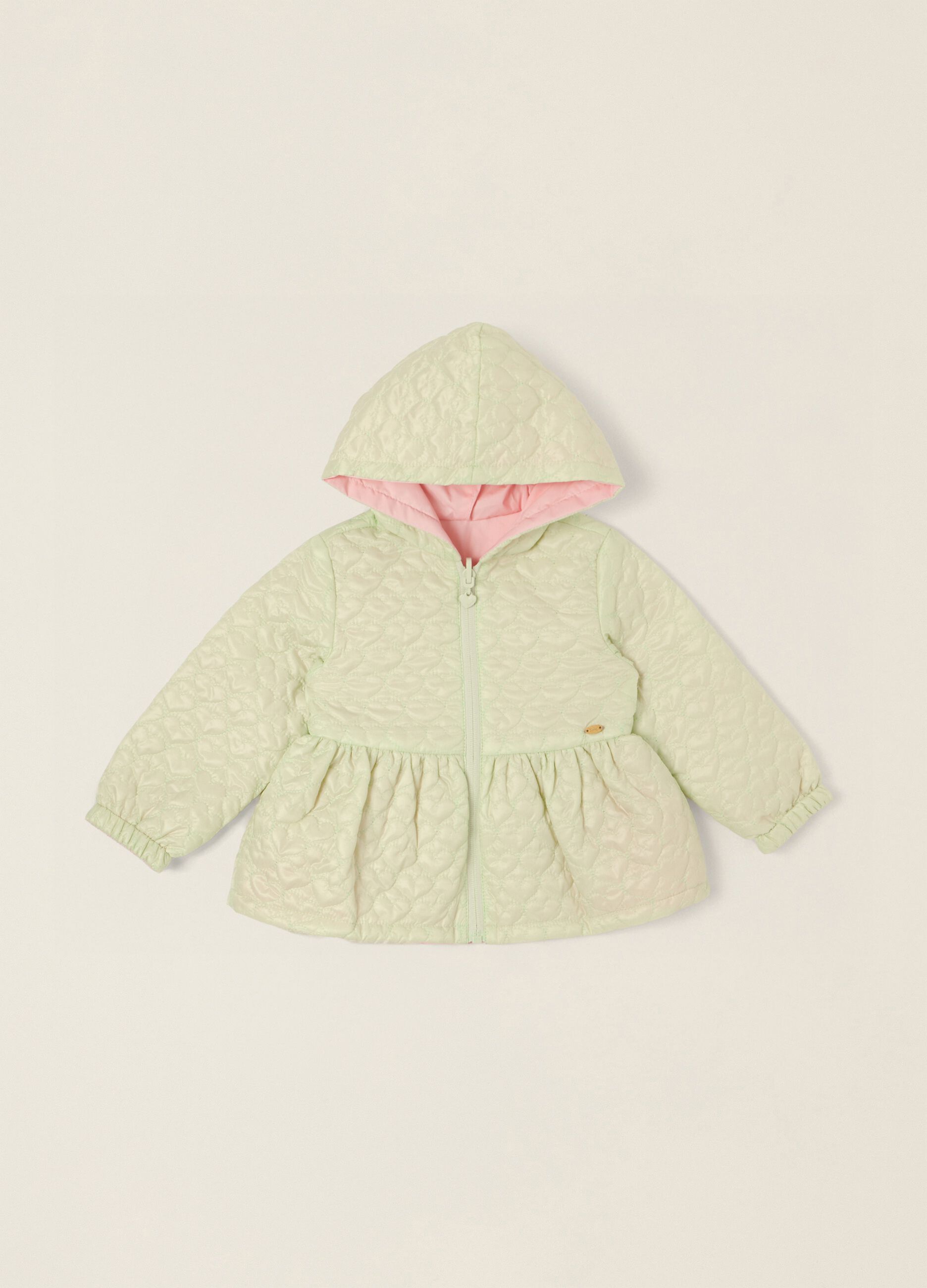 Reversible baby girl hooded jacket