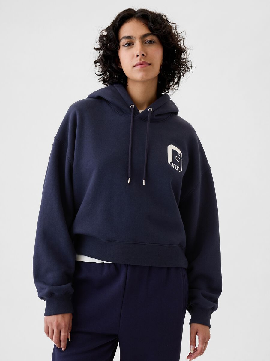 Felpa oversize con cappuccio e logo_0