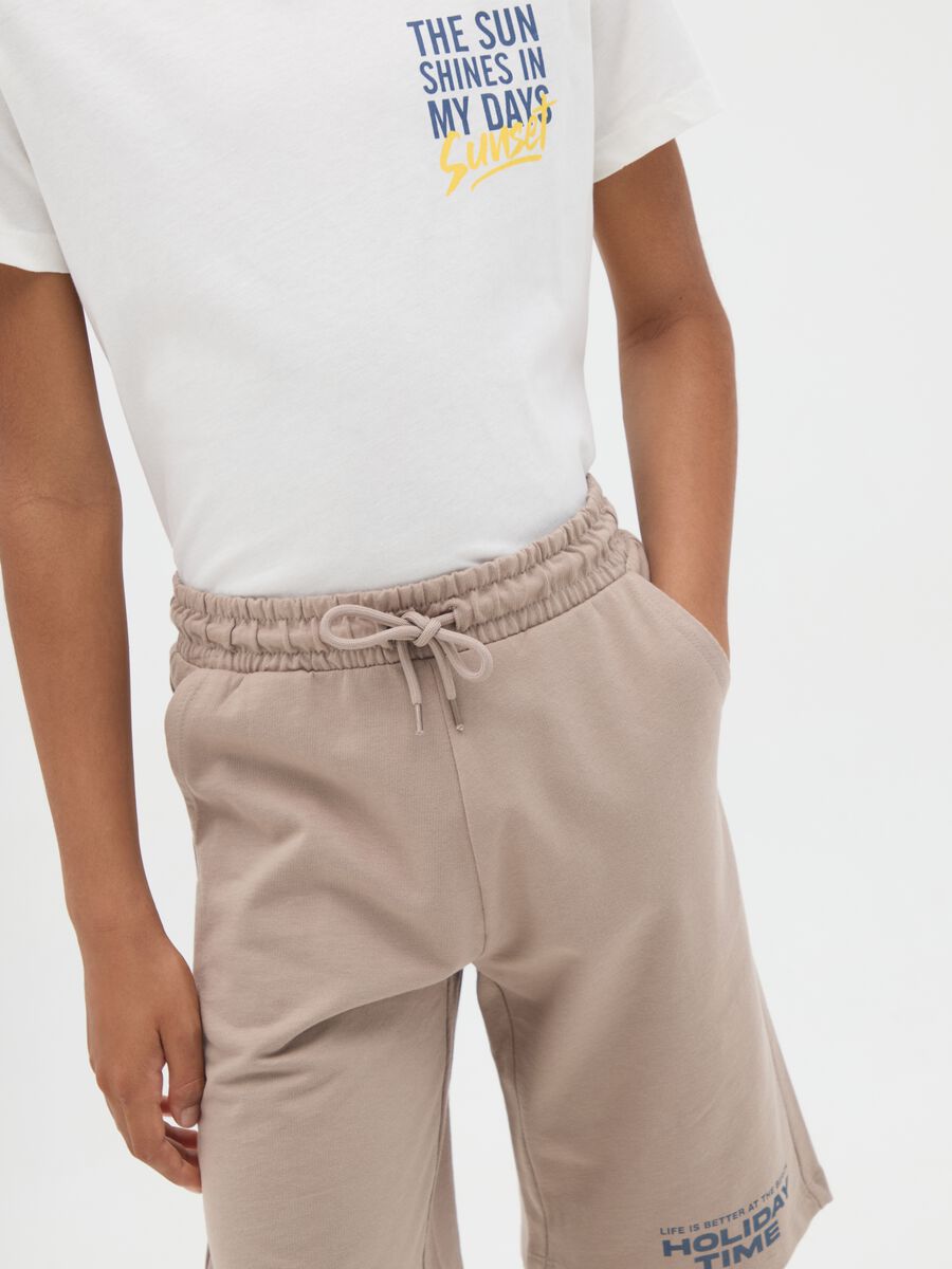 Completo da ragazzo in puro cotone bianco e beige regular fit_2
