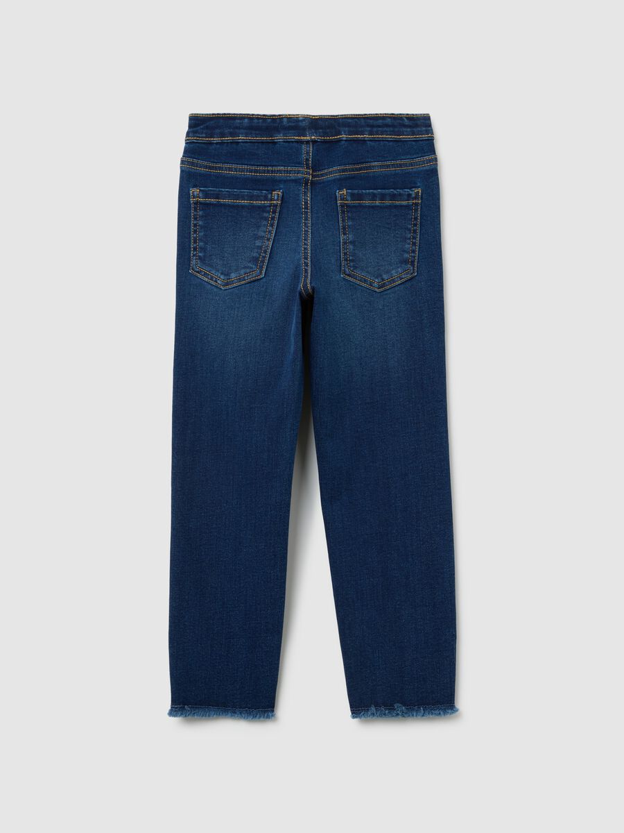 Girls' blue denim skinny fit jeggings_1