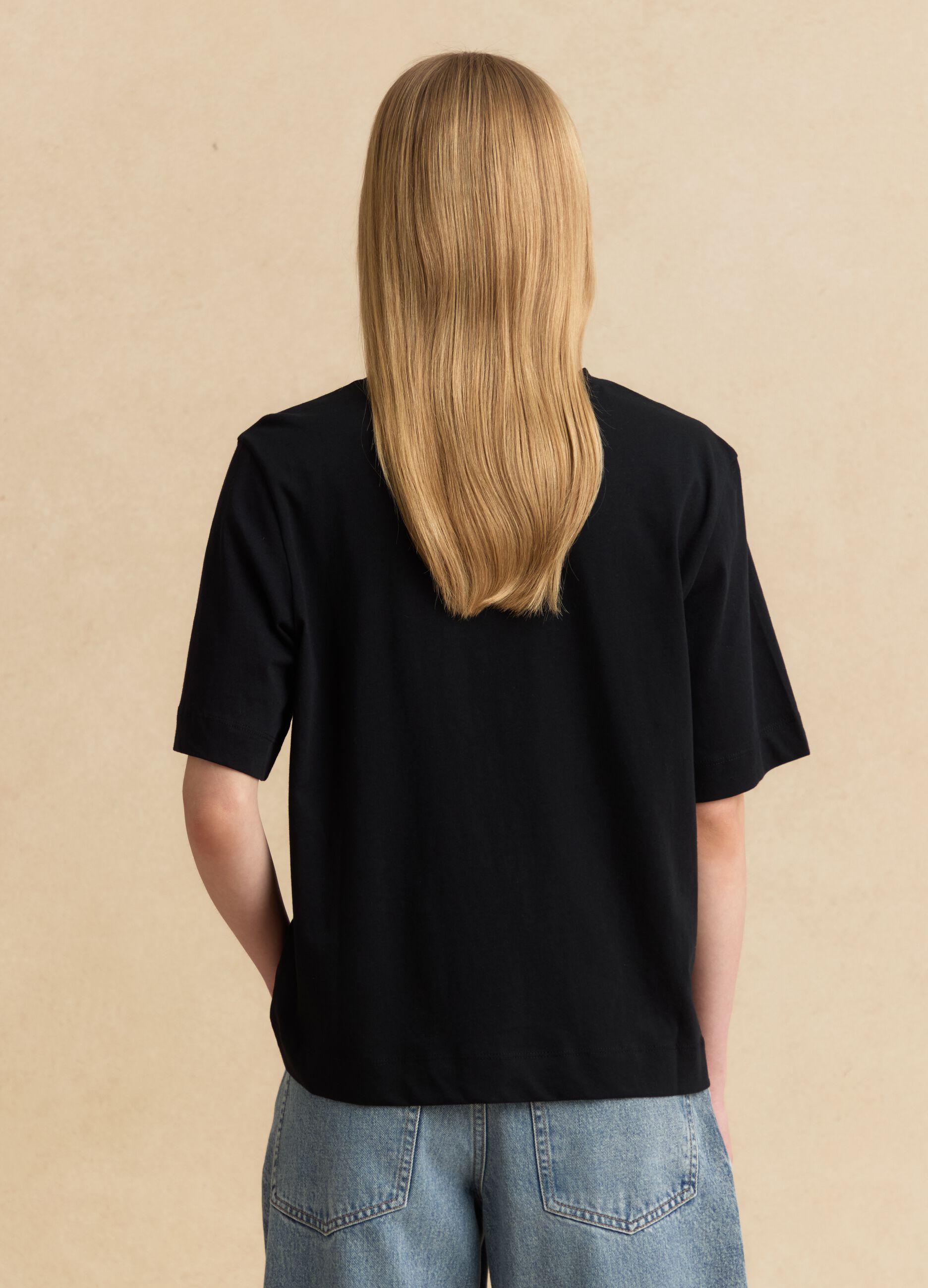Black pure cotton short-sleeve T-shirt