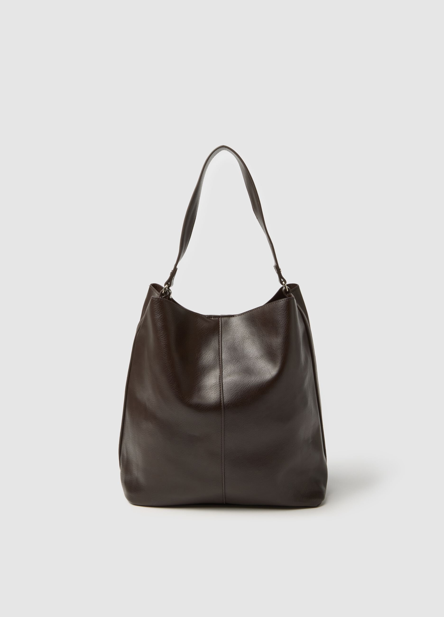 Brown shoulder bag with wide handle