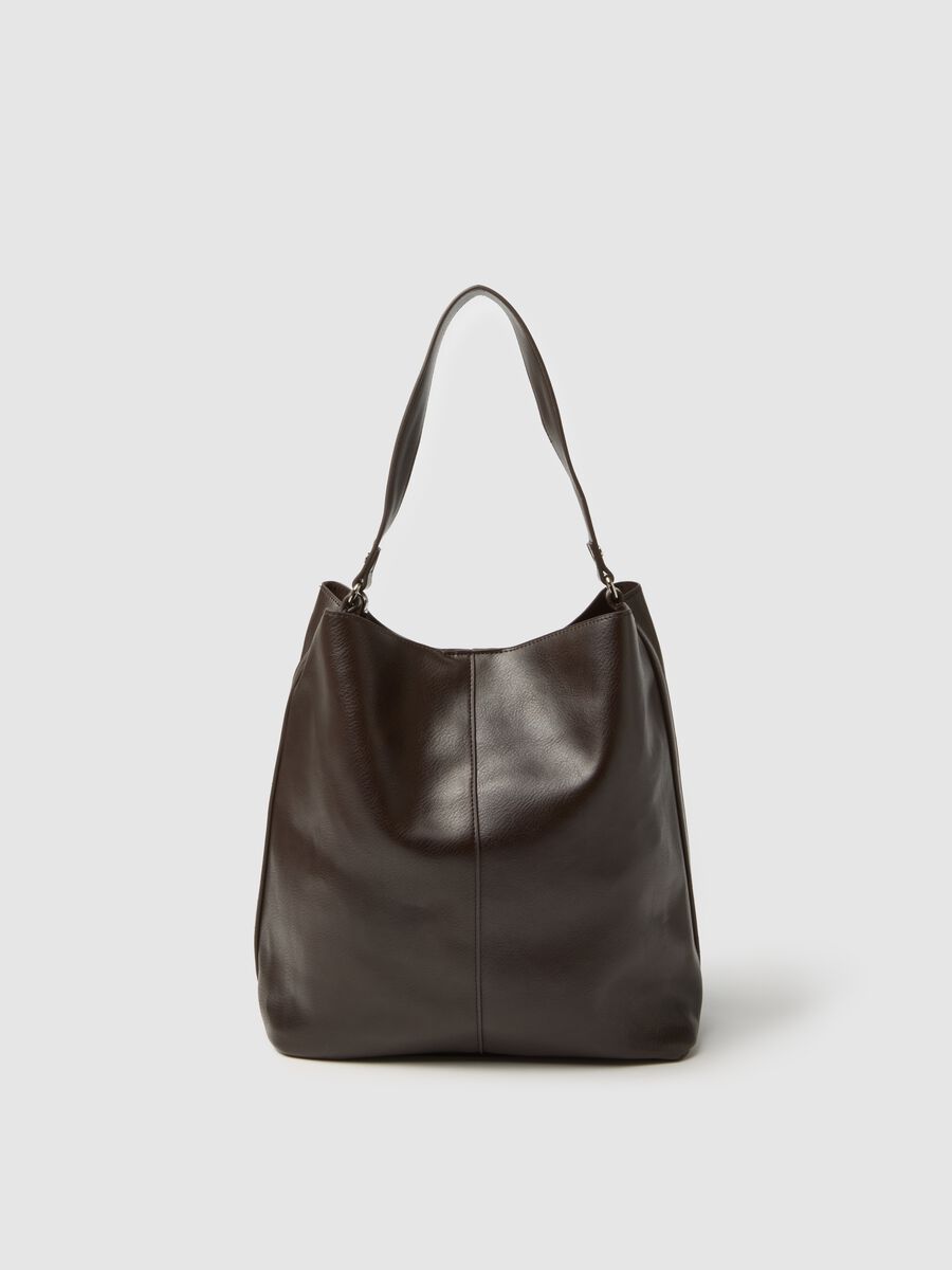 Brown shoulder bag with wide handle_0