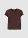 Brown fitted stretch cotton T-shirt_0