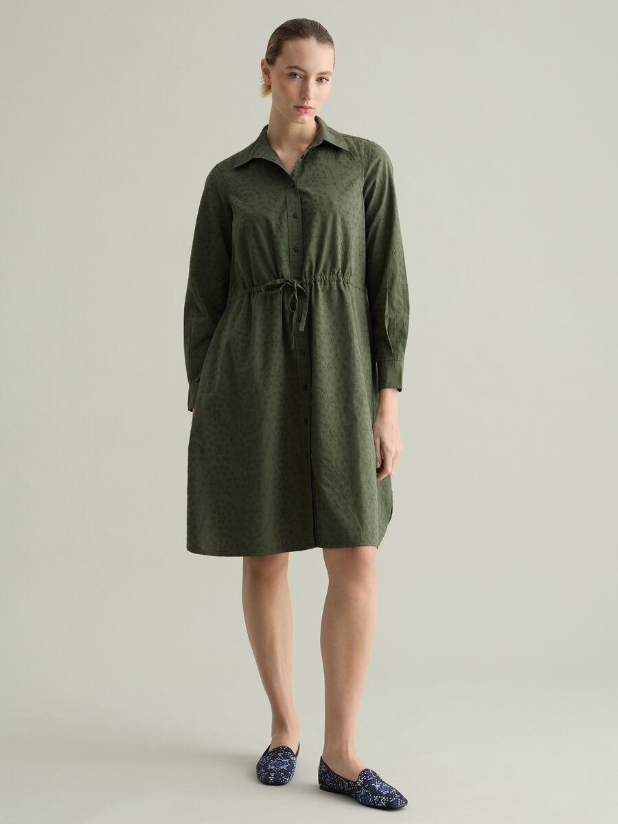 Floral shirt dress with drawstring_0