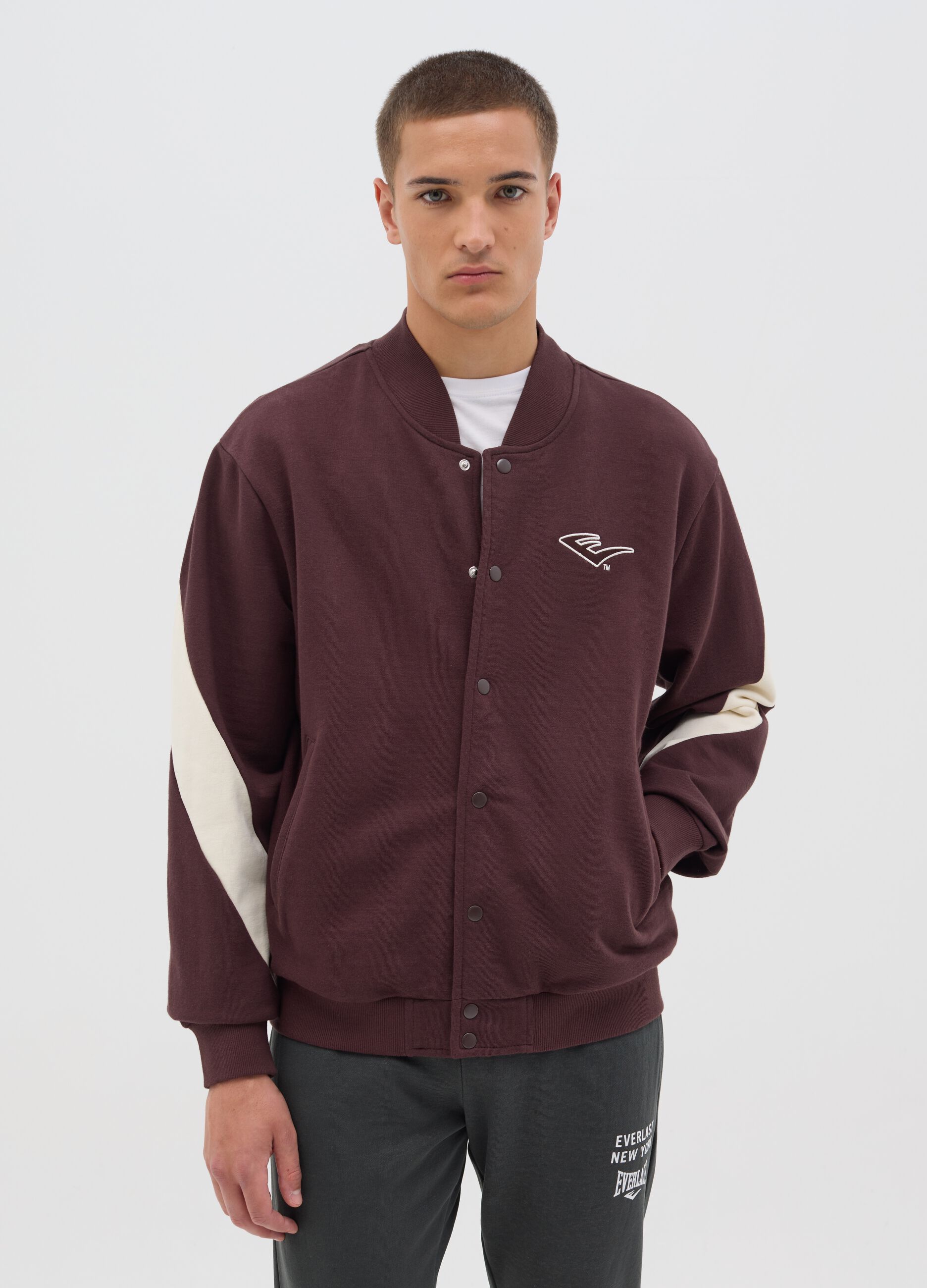 Fleece bomber jacket with logo print