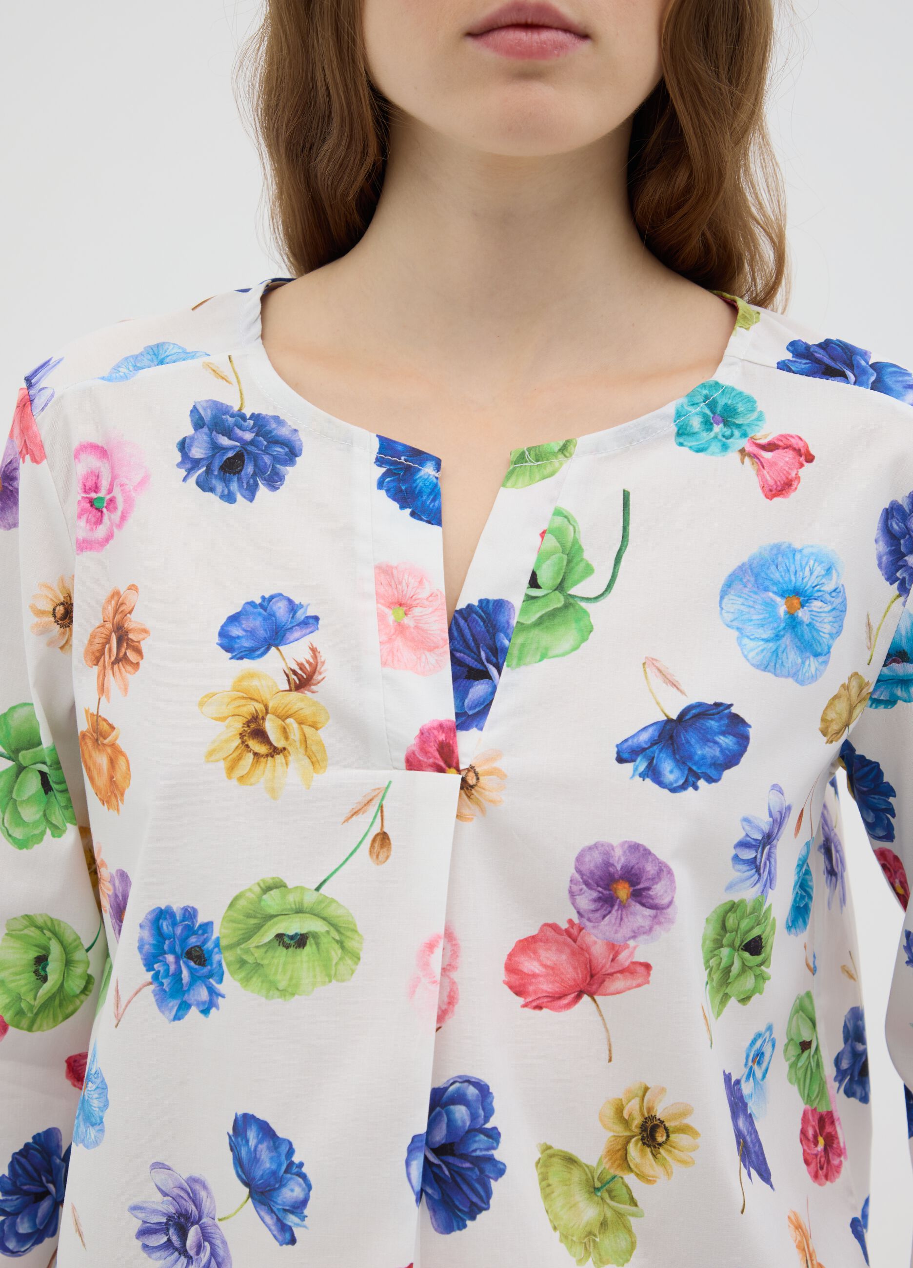 Women's Multicolour Stretch Cotton Blouse Regular Fit