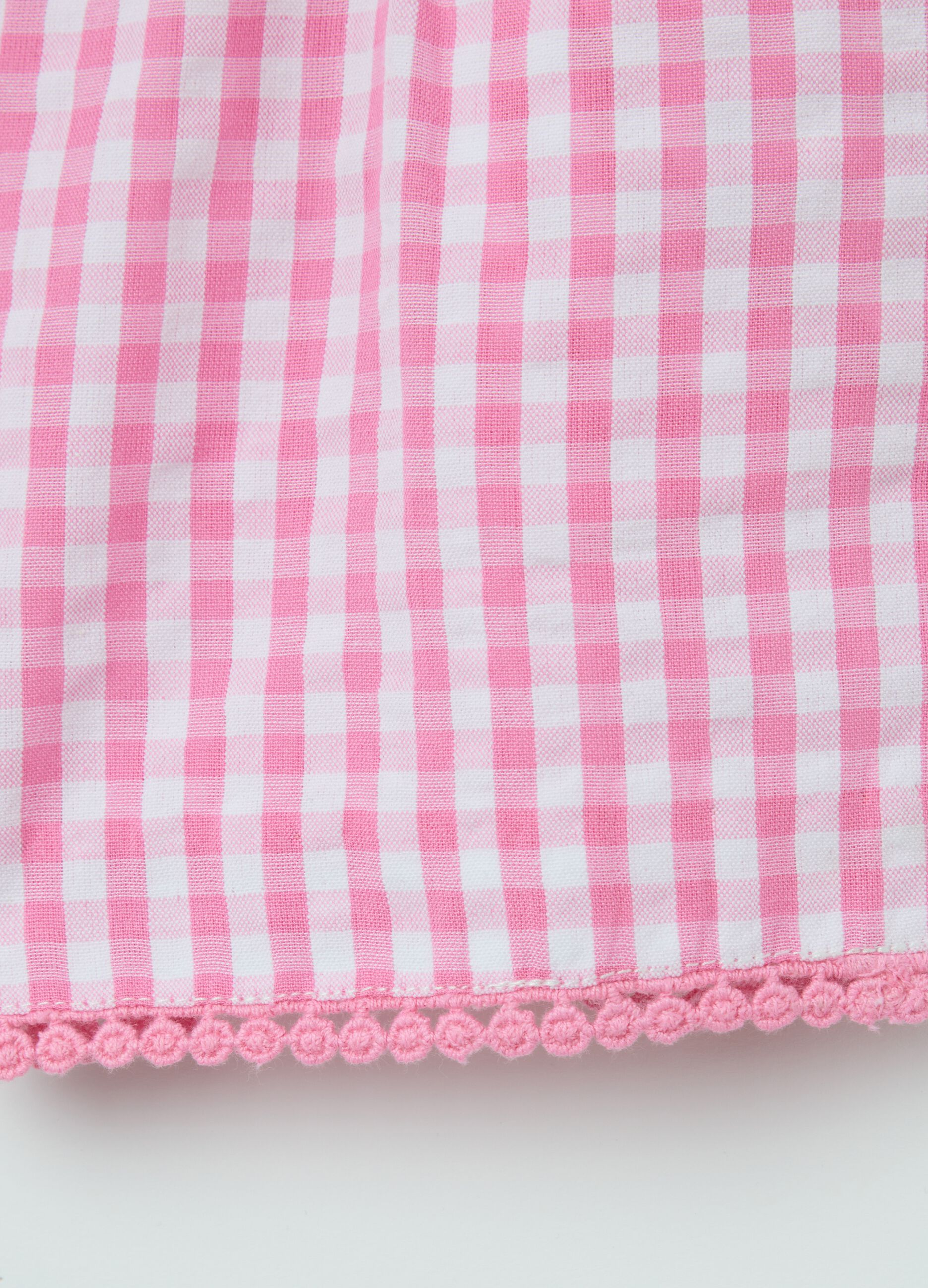 Pink Checkered Shorts with Bow