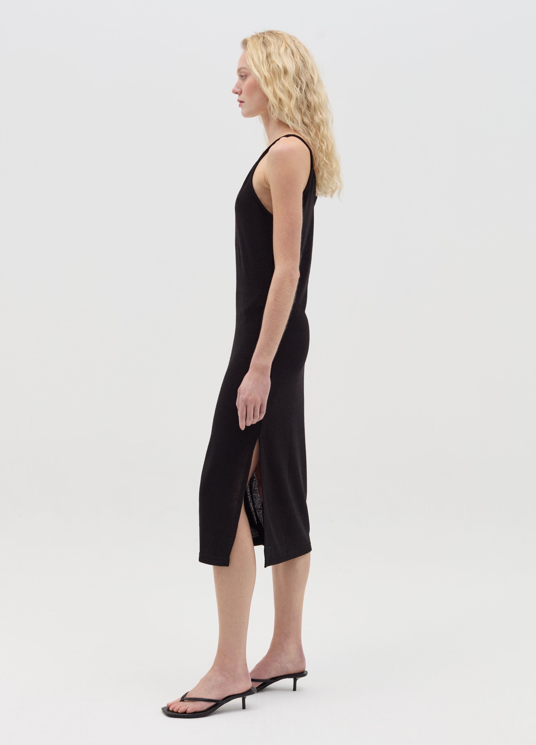 Black midi dress with spaghetti straps