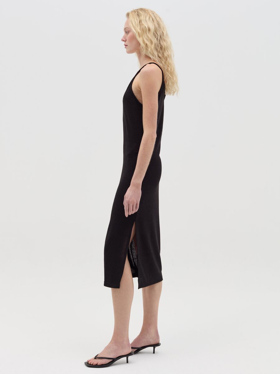 Black midi dress with spaghetti straps_1