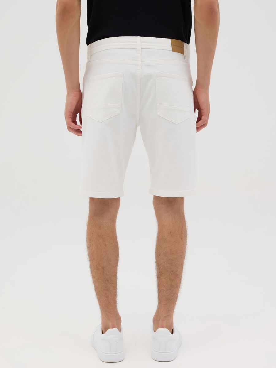 White stretch cotton denim Bermuda shorts by Ovs_2