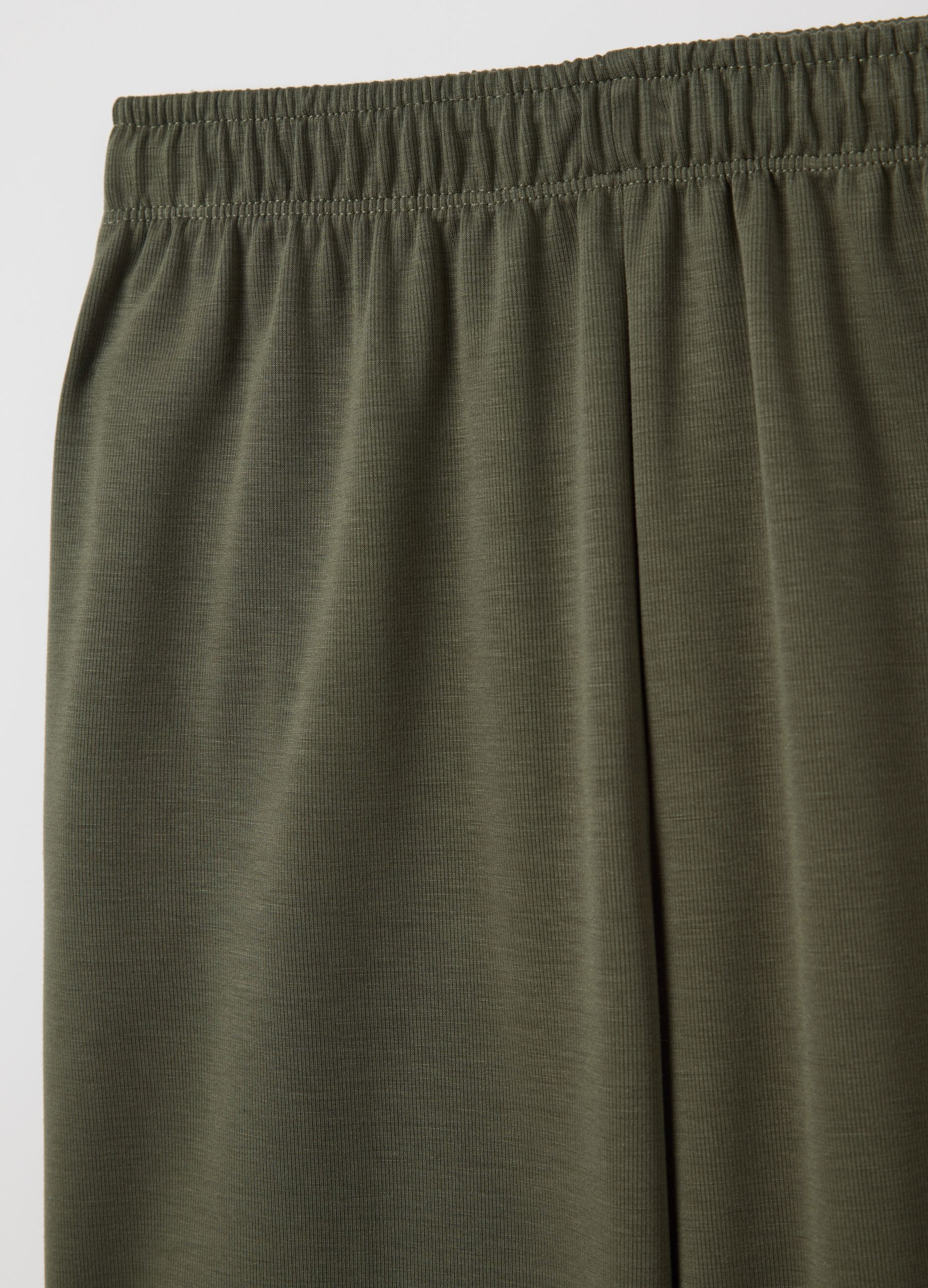 Green wide-leg pull-on trousers