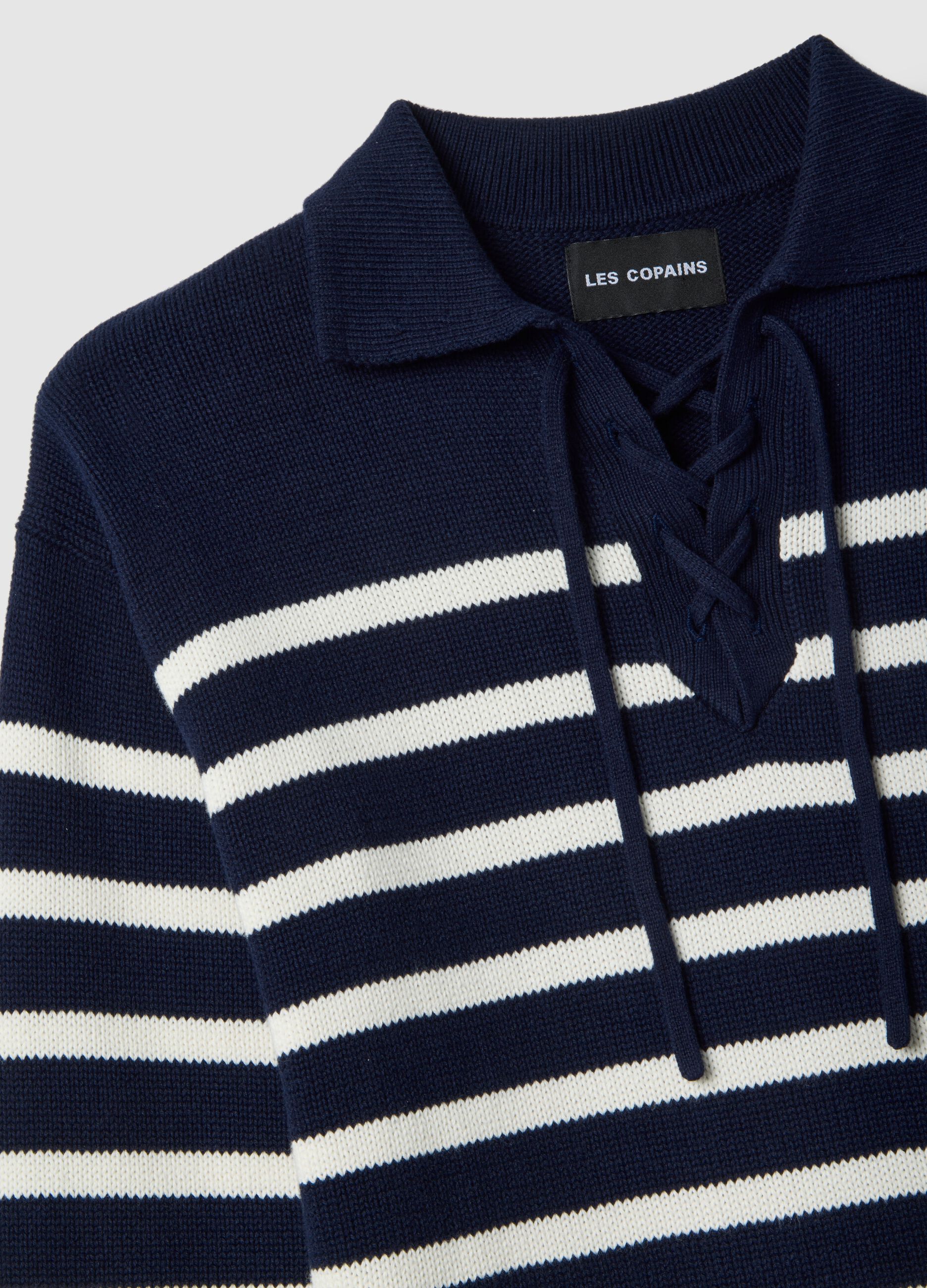 Multi-coloured striped pure cotton sweater, regular fit, deep V