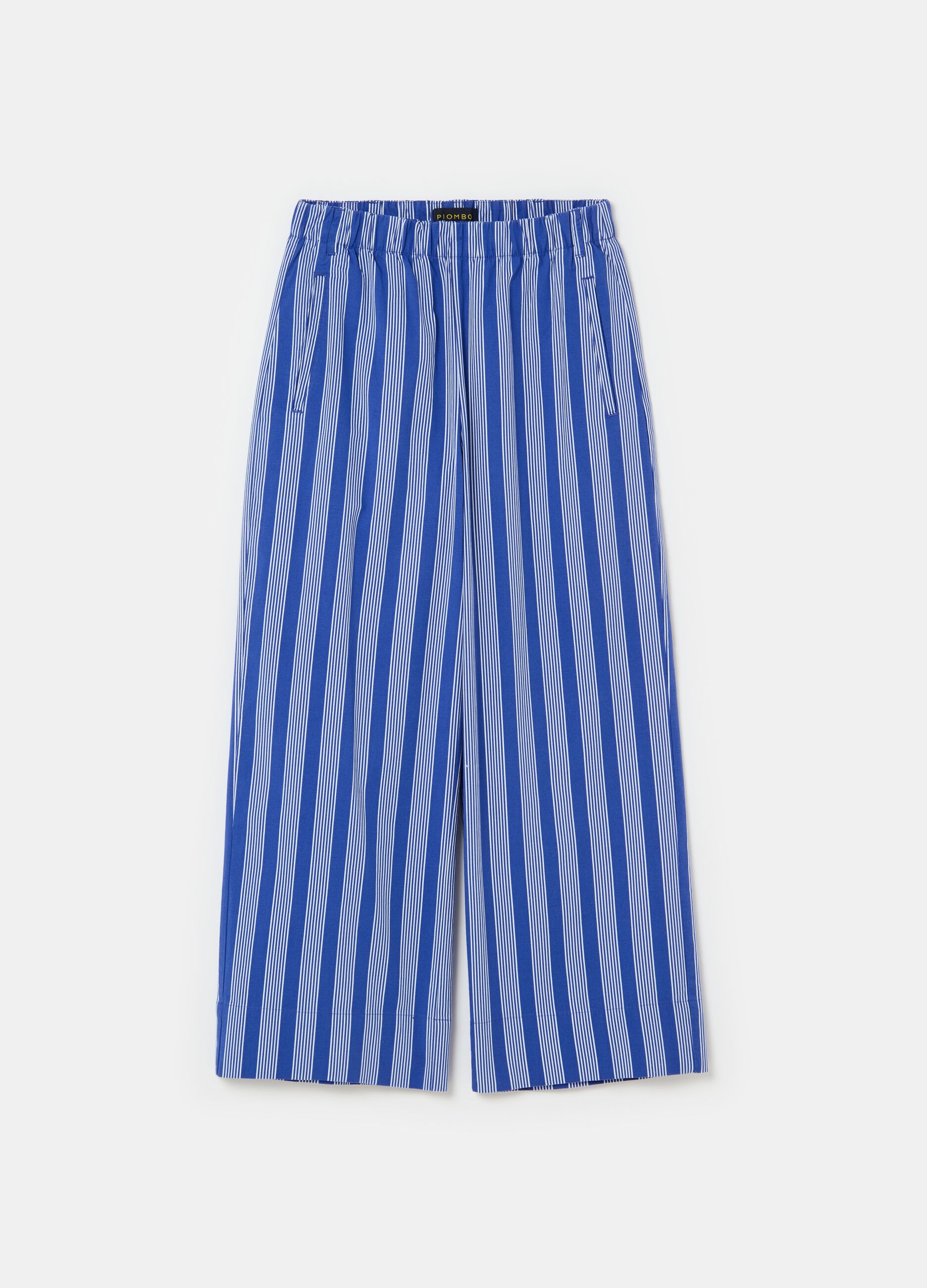 Pantalone cropped wide leg a righe sottili