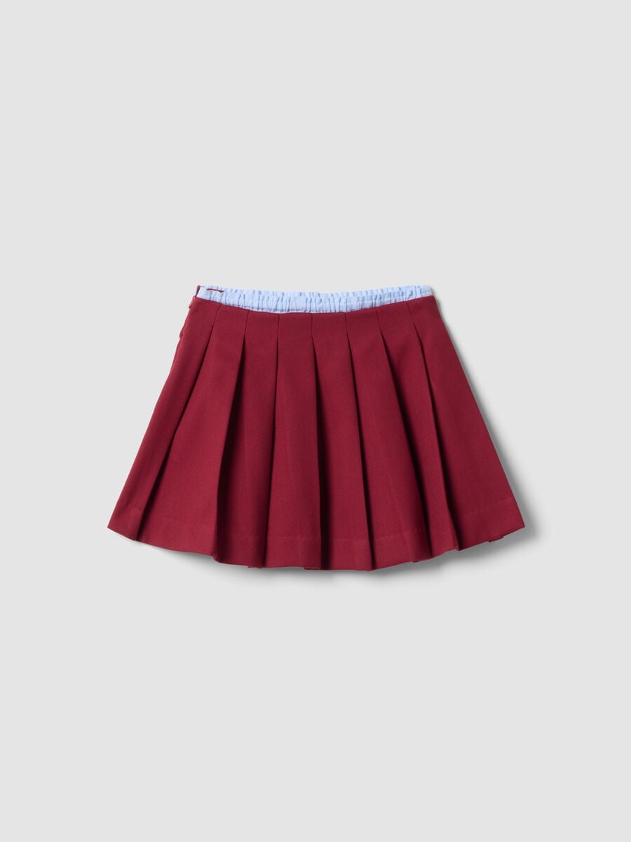 Gonna rossa pliss&eacute; in viscosa elasticizzata per bambina_1