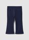 Pantaloni flare blu in cotone organico elasticizzato per bimba_0