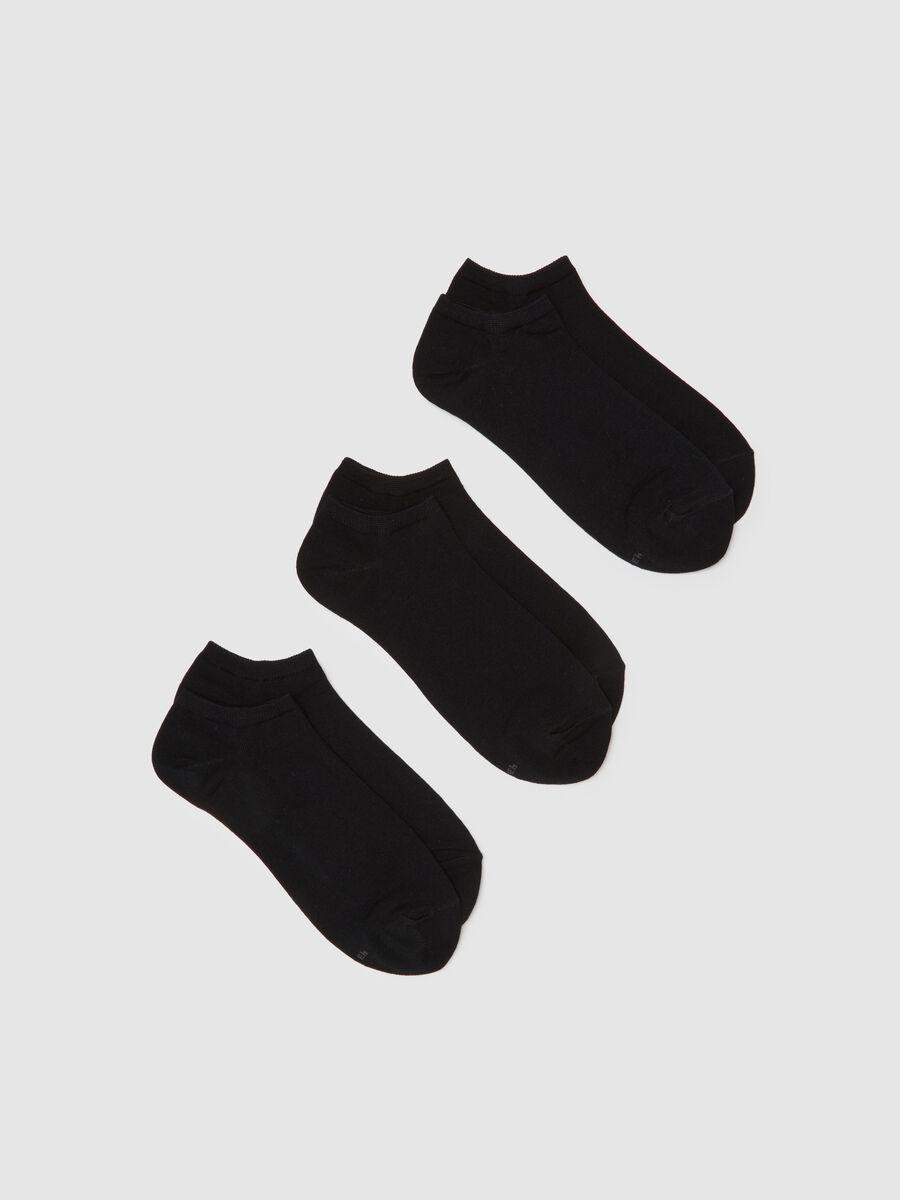 Set of three-pack short black elastic cotton socks_0