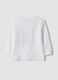 T-shirt bianca in cotone organico elasticizzato con dinosauri over fit_1