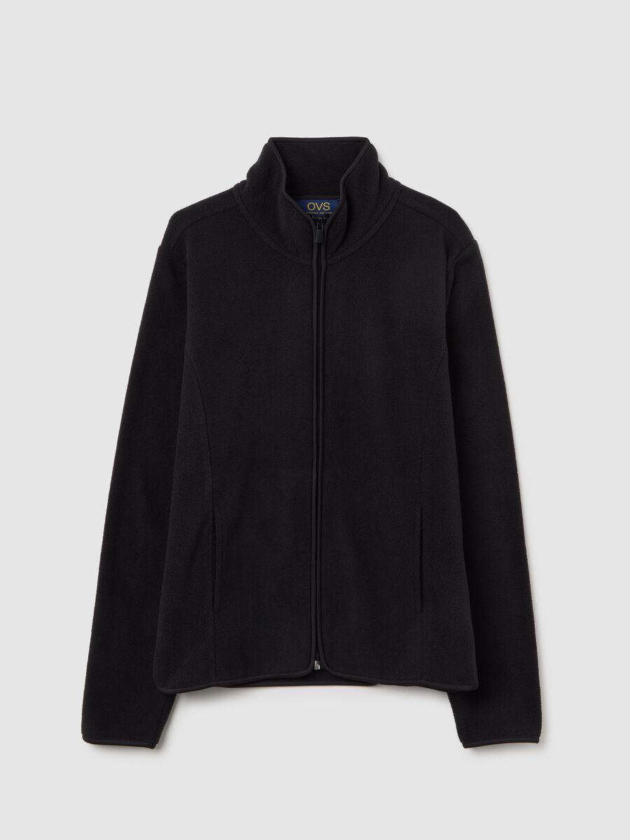 Felpa in pile nera vestibilità fitted e zip_4
