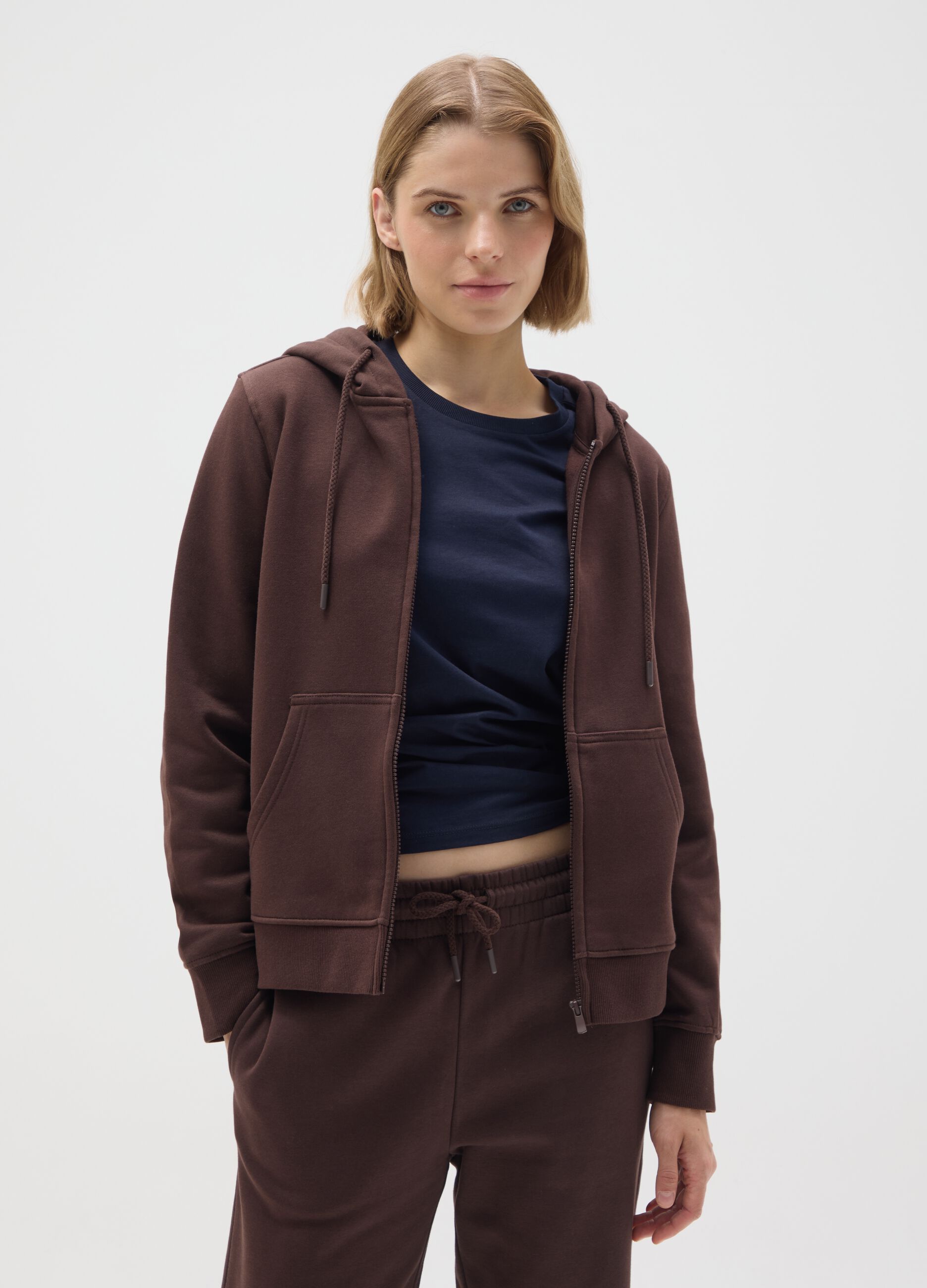 Brown cotton blend regular fit sweatshirt